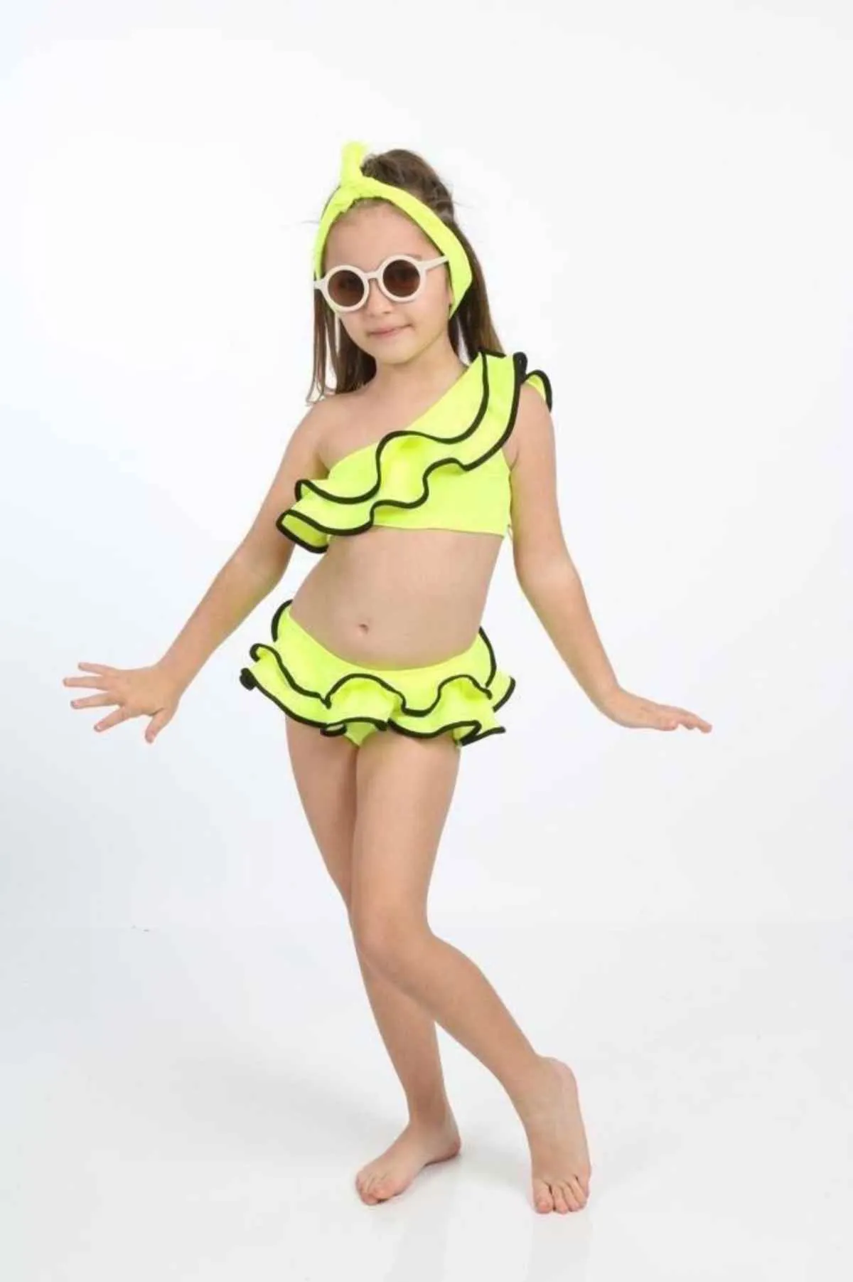 Miniğimin Cicileri Volanlı Kız Çocuk Bikini - Yeşil