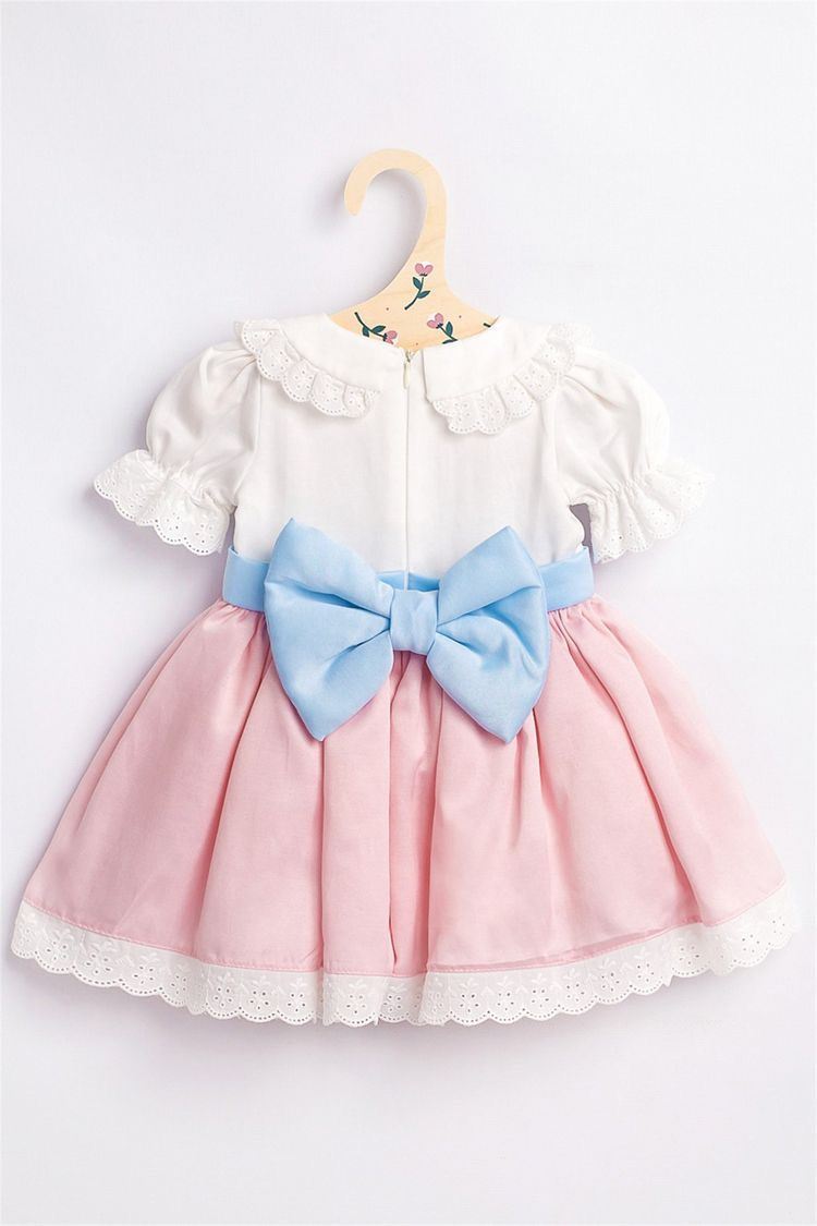 Minigimin cicileri vintage güpürlü kız çocuk elbise - Pembe