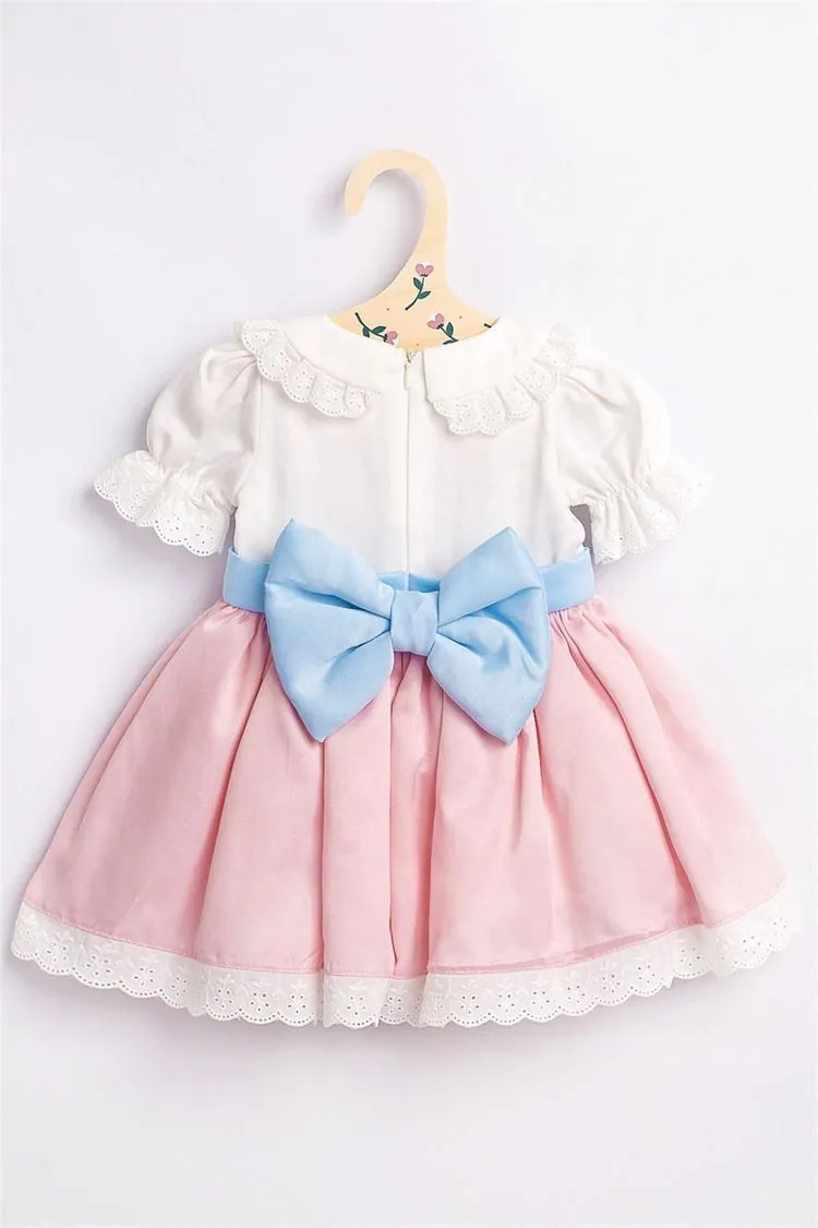 Minigimin cicileri vintage güpürlü kız çocuk elbise - Pembe