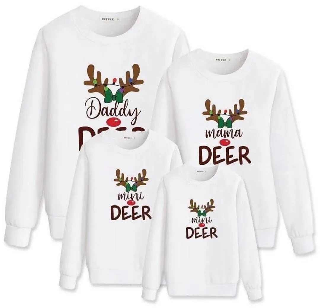 Miniğimin cicileri Yeni yıl aile Kombin DEER  Baskılı (tekli satış) - Baba Sweat Tişört