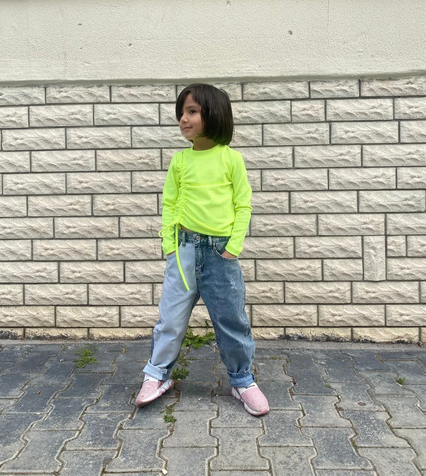 Minigimin Cicileri Yandan Büzgülü Sweat - Sarı