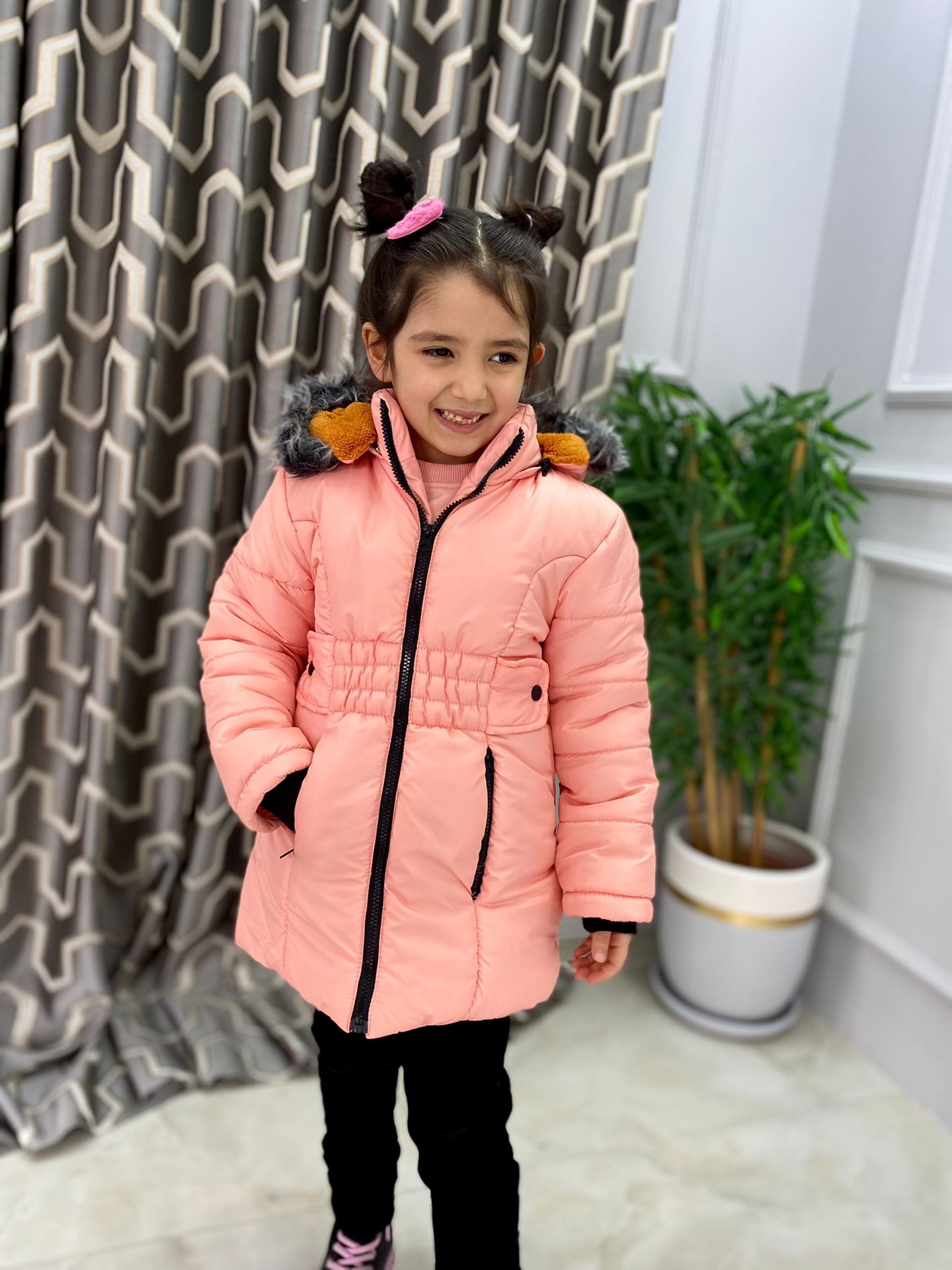 Minigimin cicileri Polar Astarlı kapüşonlu çocuk mont - Pembe