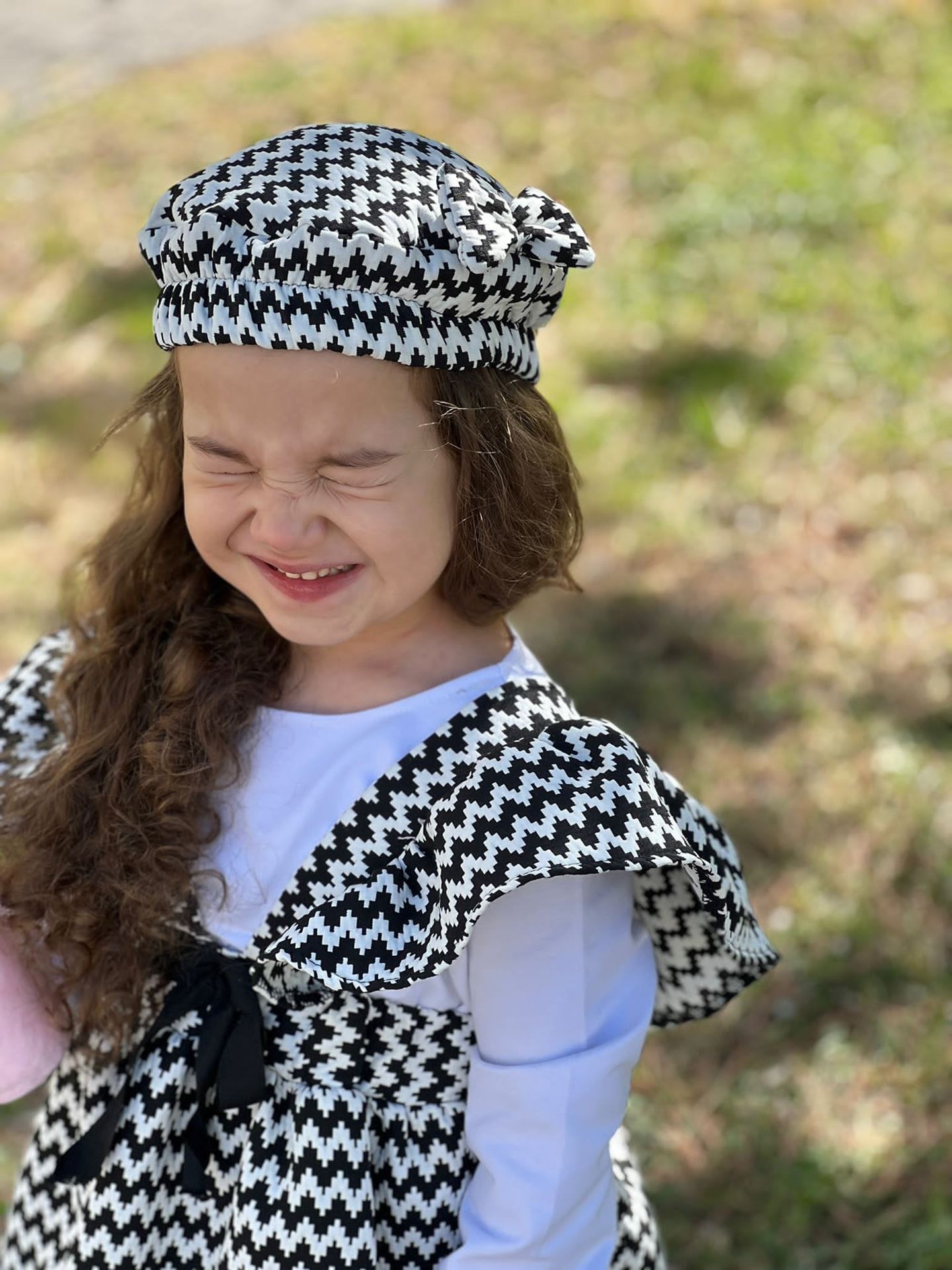 Miniğimin Cicileri Houndstooth Desenli 3'lü Takım Efsane Kombin - Siyah