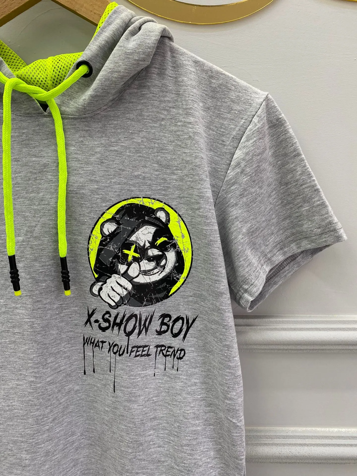 Minigimin Cicileri X-SHOW BOY Baskılı Kapüşonlu Tişört - Gri