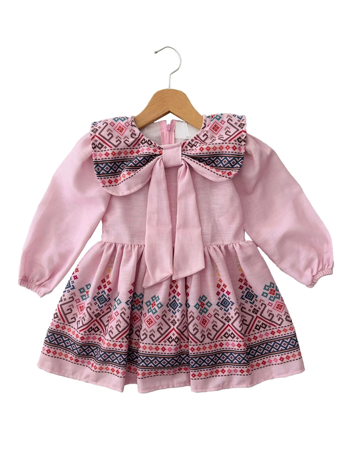 Miniğimin Cicileri Etnik Kız çocuk Pamuk Elbise - Pembe