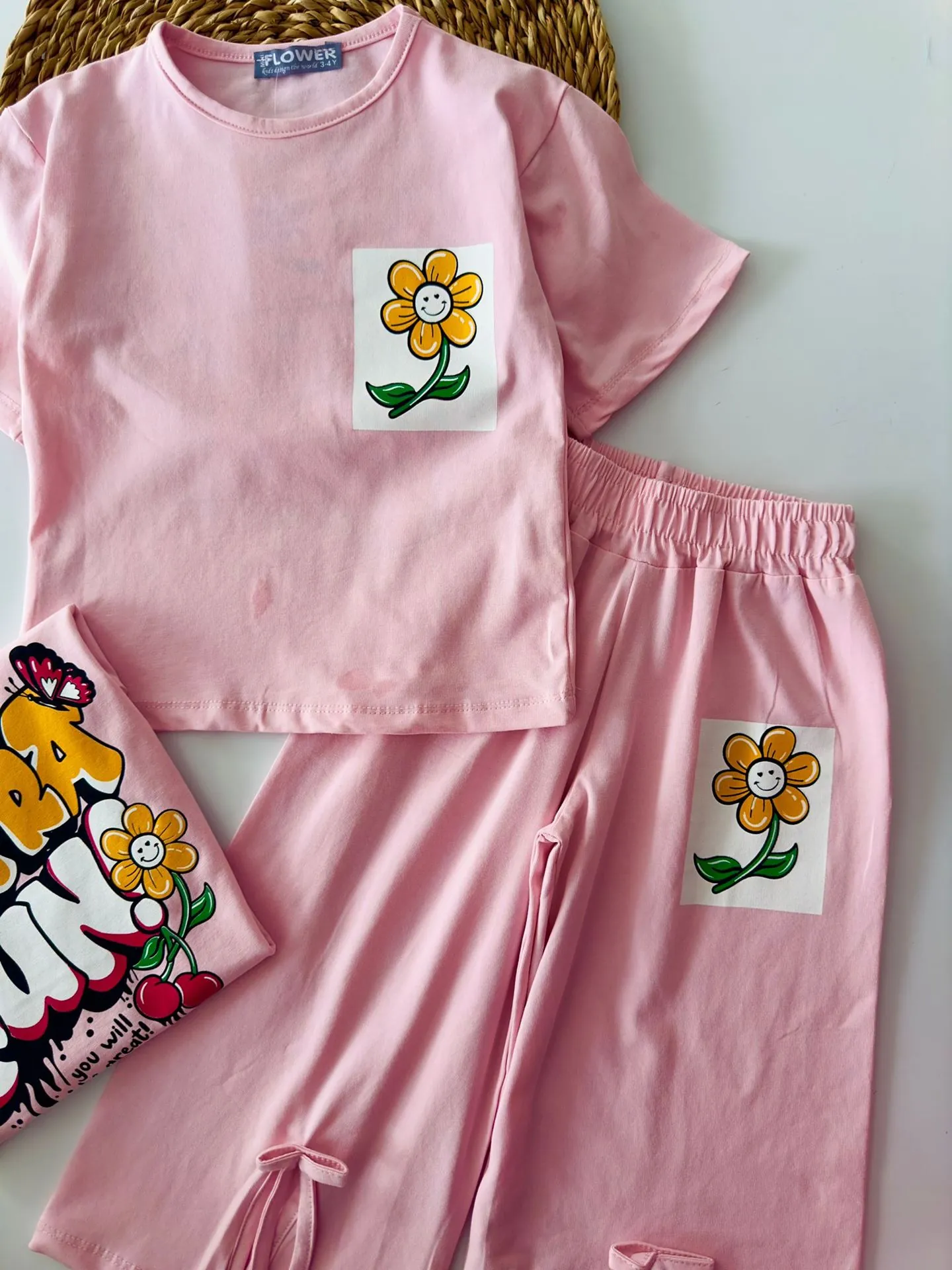 Miniğimin Cicileri Fun Arka ve ön Baskılı Yırtmaç Detaylı 2 li Takım - Pembe