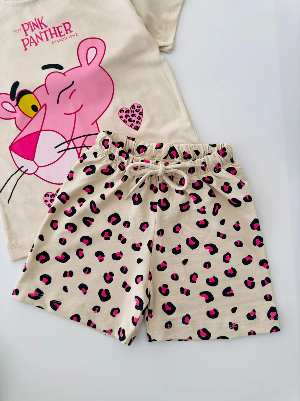 Miniğimin Cicileri Pink Panter Şortlu Kız Çocuk Penye Takım - Pembe