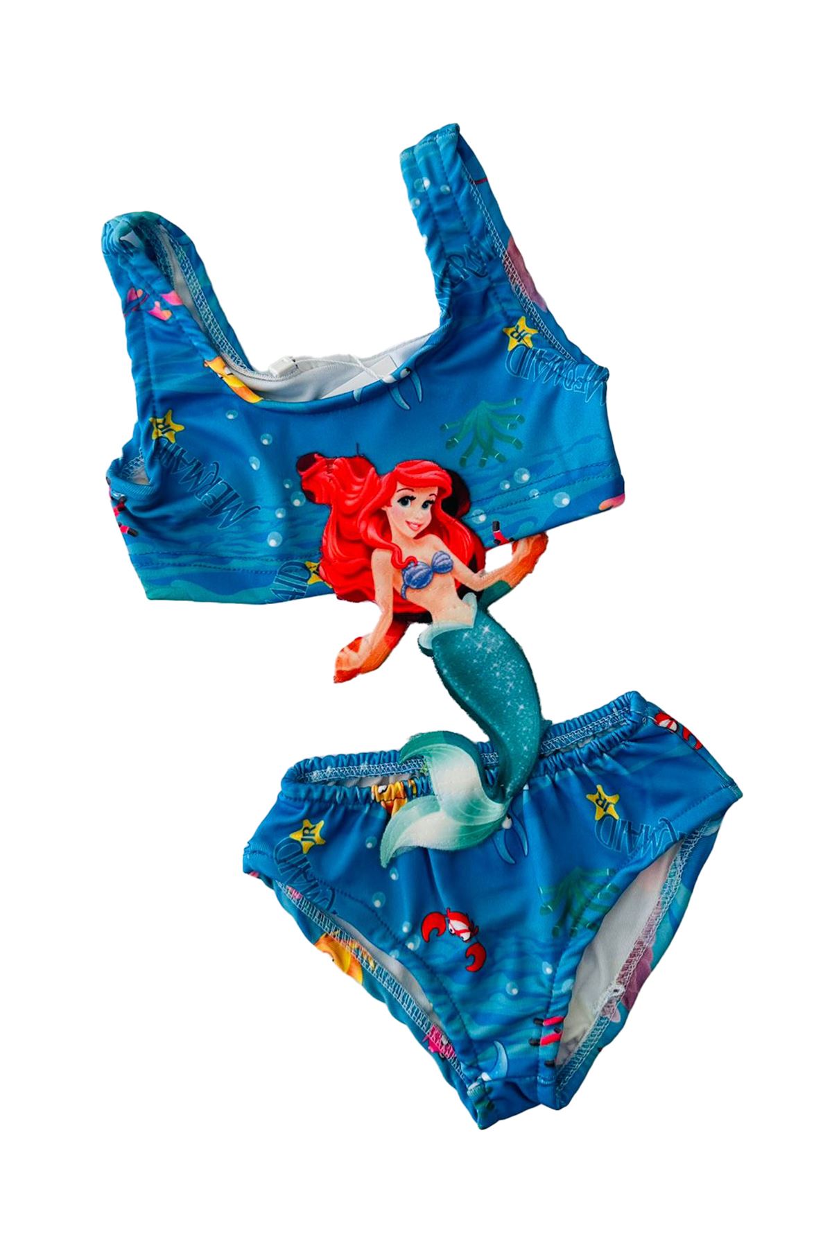 Miniğimin Cicileri Yengeç baskılı Kız Çocuk Mayo - Mavi