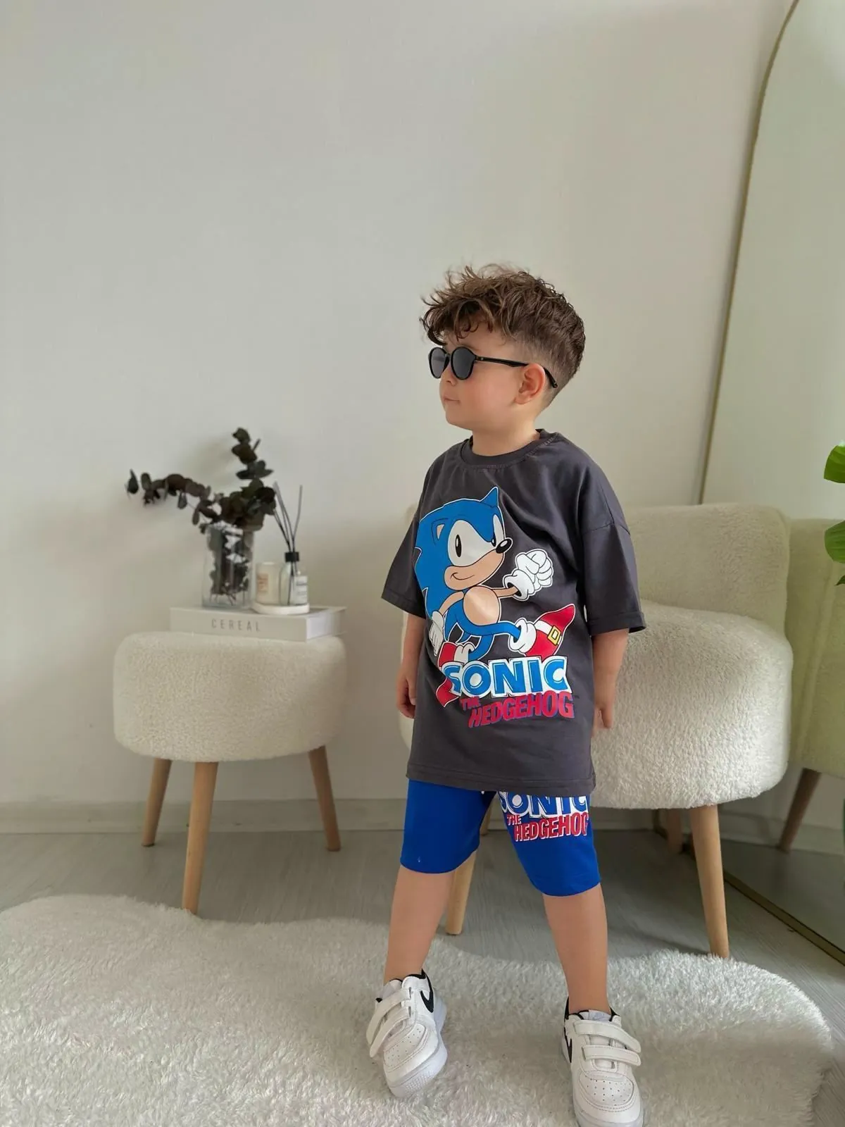 Minigimin Cicileri Snc The Hedgehog Baskı Yazlık Erkek Çocuk 2 li Takım - Antrasit