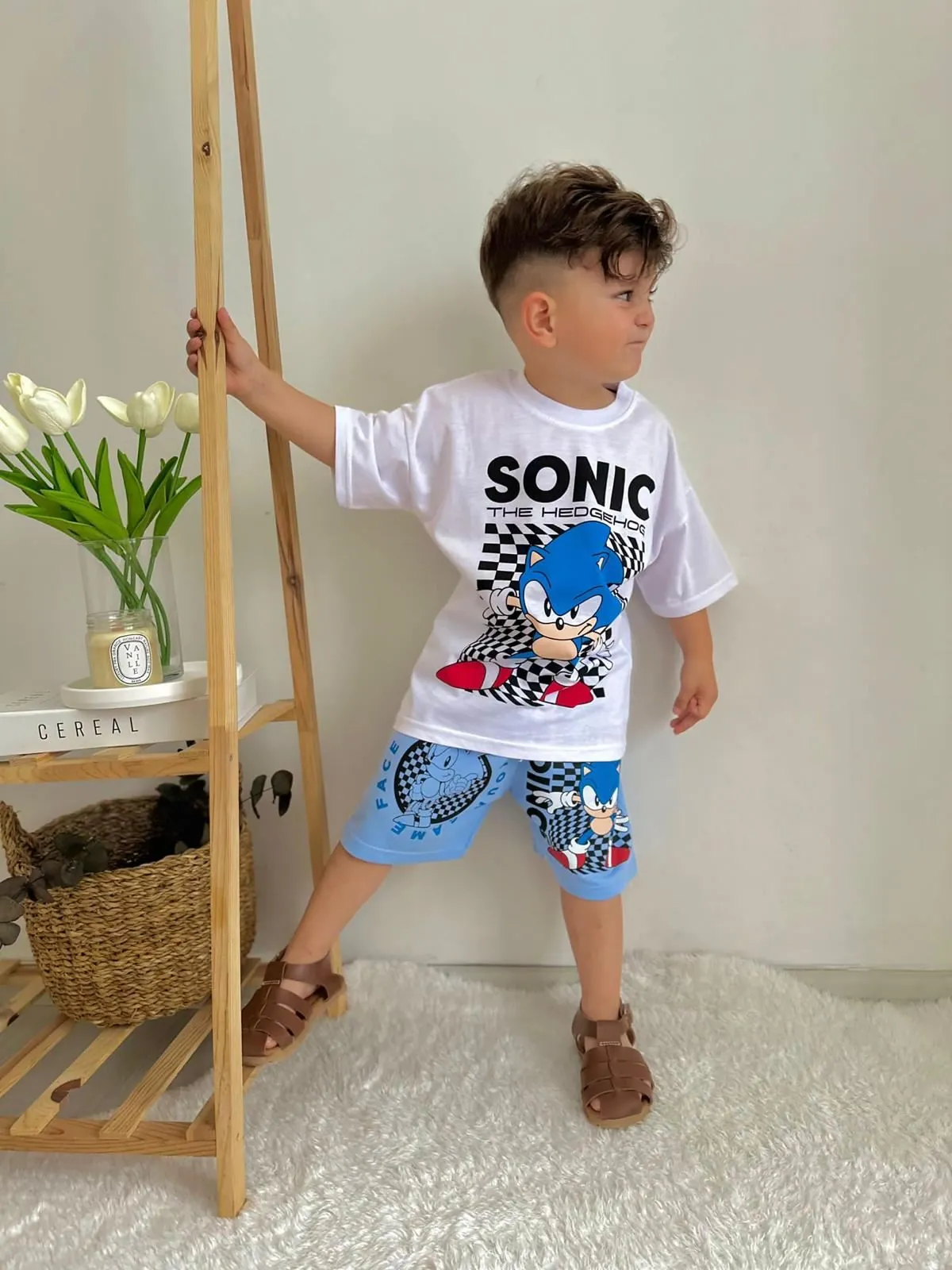 Minigimin Cicileri Snc The Hedgehog Baskı Yazlık 2 li Erkek Takım - Beyaz