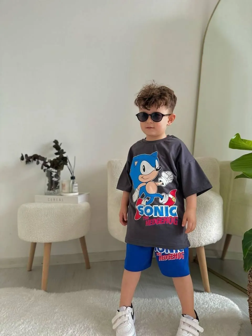 Minigimin Cicileri Snc The Hedgehog Baskı Yazlık Erkek Çocuk 2 li Takım - Antrasit