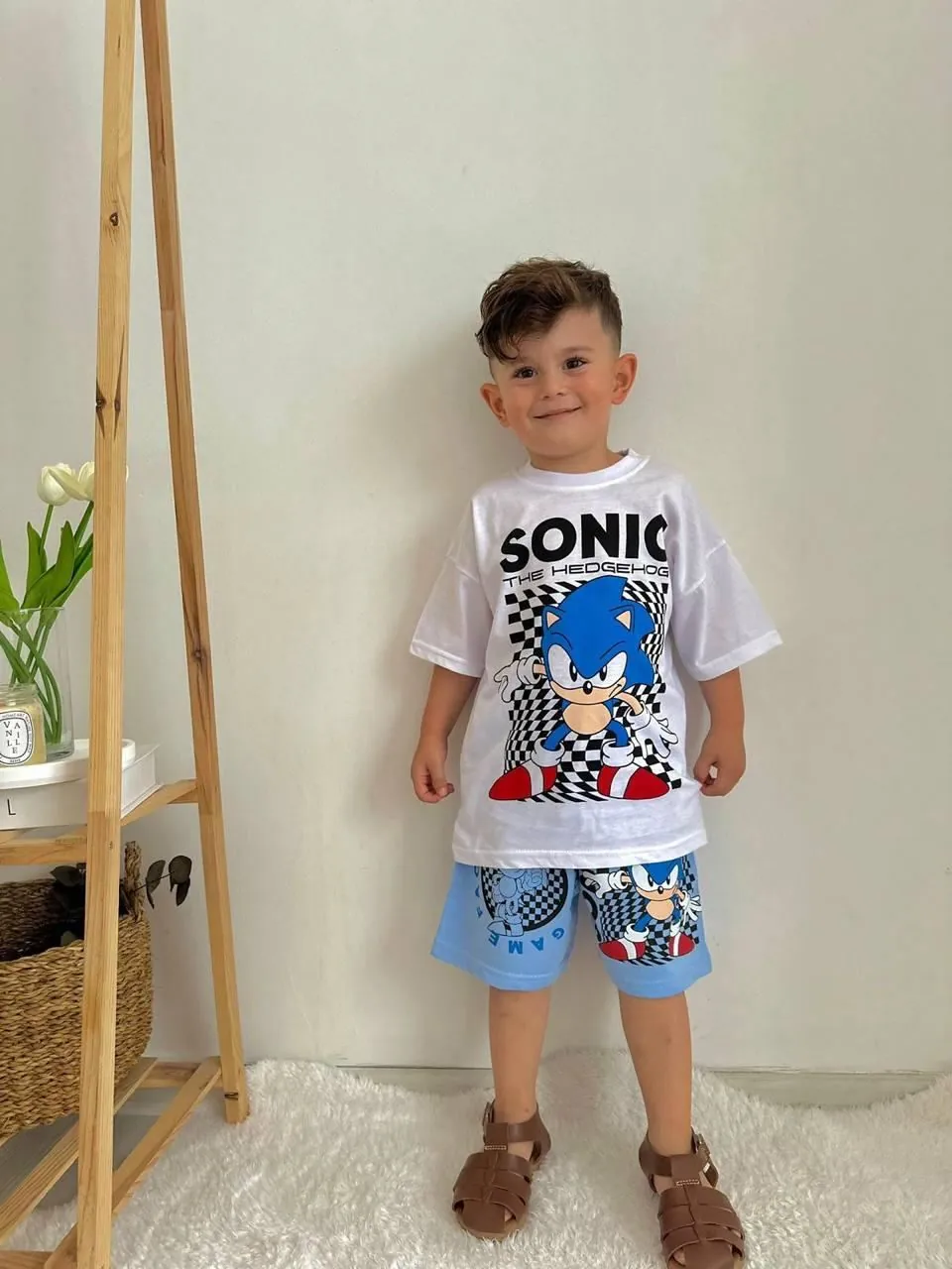 Minigimin Cicileri Snc The Hedgehog Baskı Yazlık 2 li Erkek Takım - Beyaz
