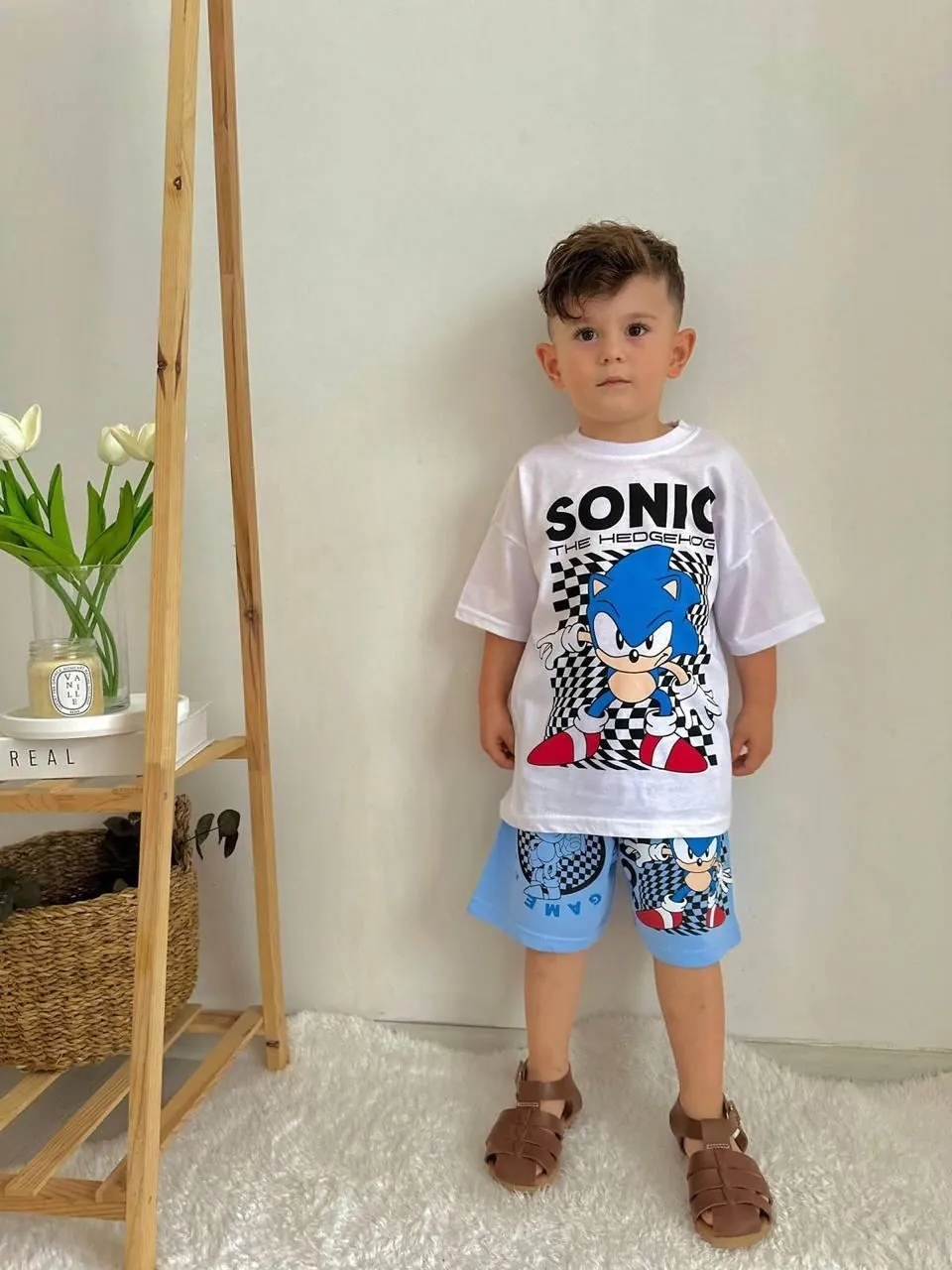 Minigimin Cicileri Snc The Hedgehog Baskı Yazlık 2 li Erkek Takım - Beyaz