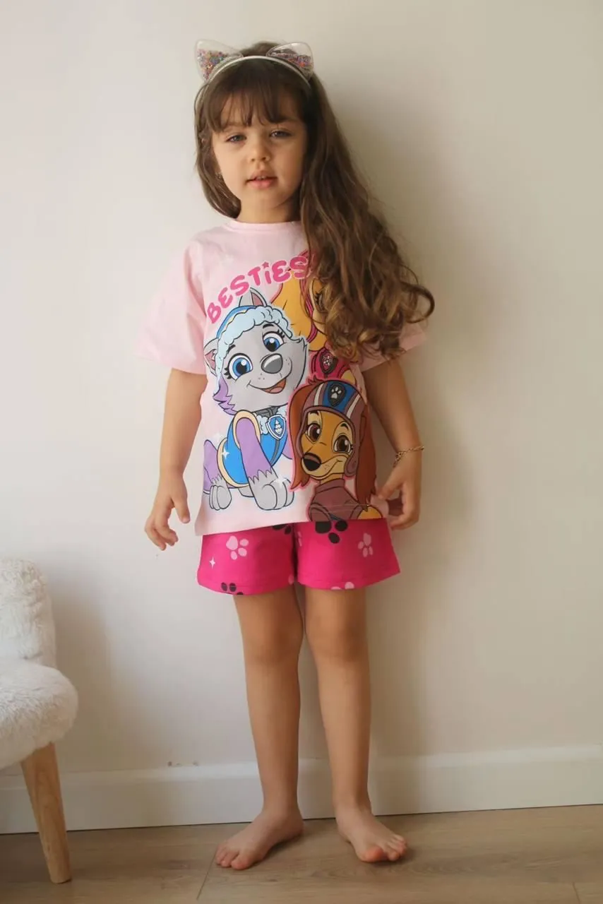 Minigimin Cicileri Besties Desen Yazlık Kız Çocuk 2 li Takım - Pembe