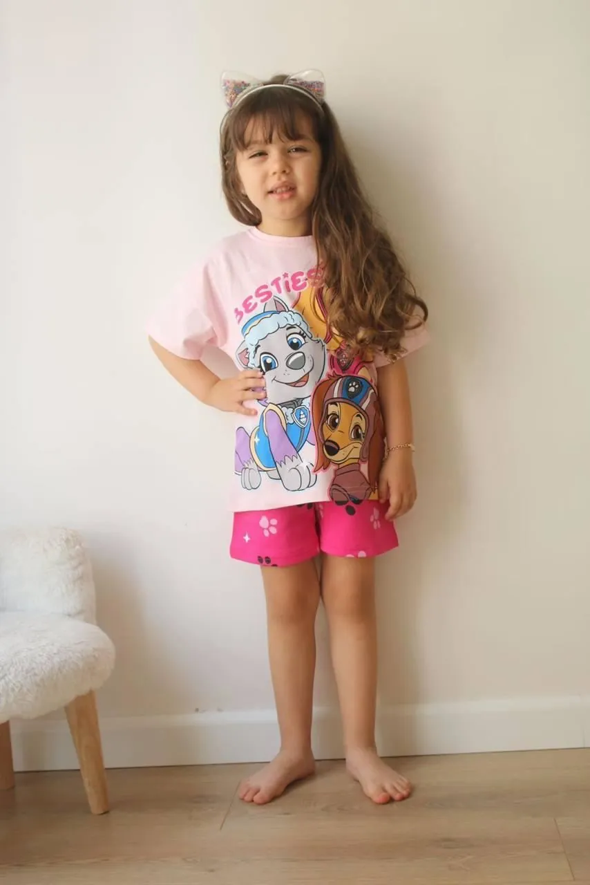 Minigimin Cicileri Besties Desen Yazlık Kız Çocuk 2 li Takım - Pembe