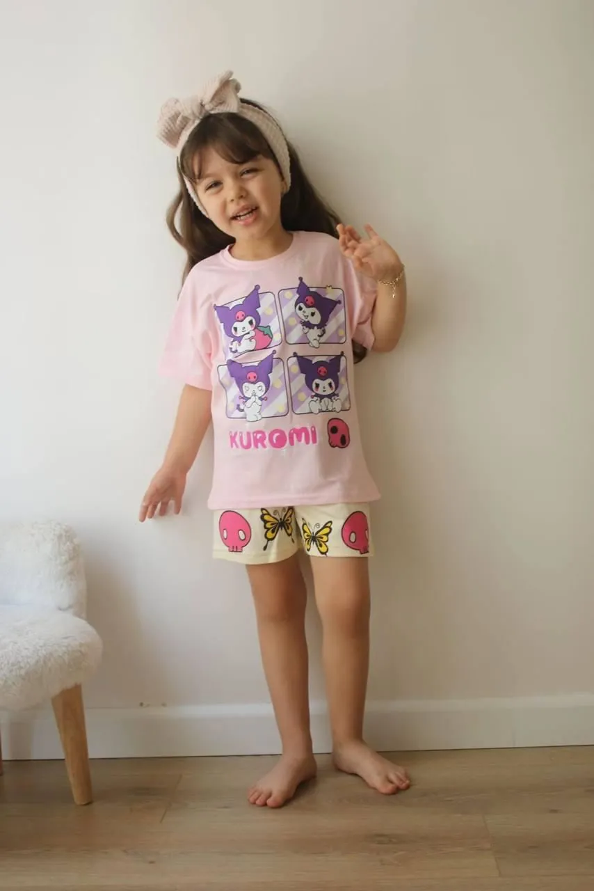 Minigimin Cicileri Krmi Desen Yazlık Kız Çocuk 2 li Takım - Pembe