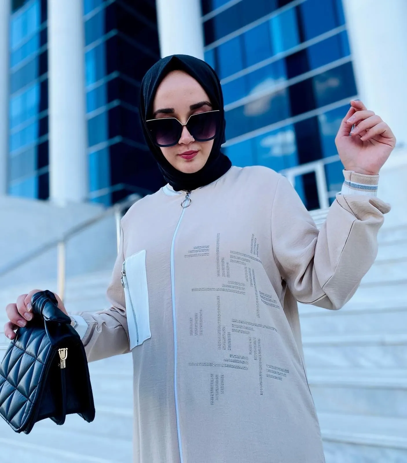 Moda Emira Taşlı 2 li Yazlık Kadın Tunik Hırka