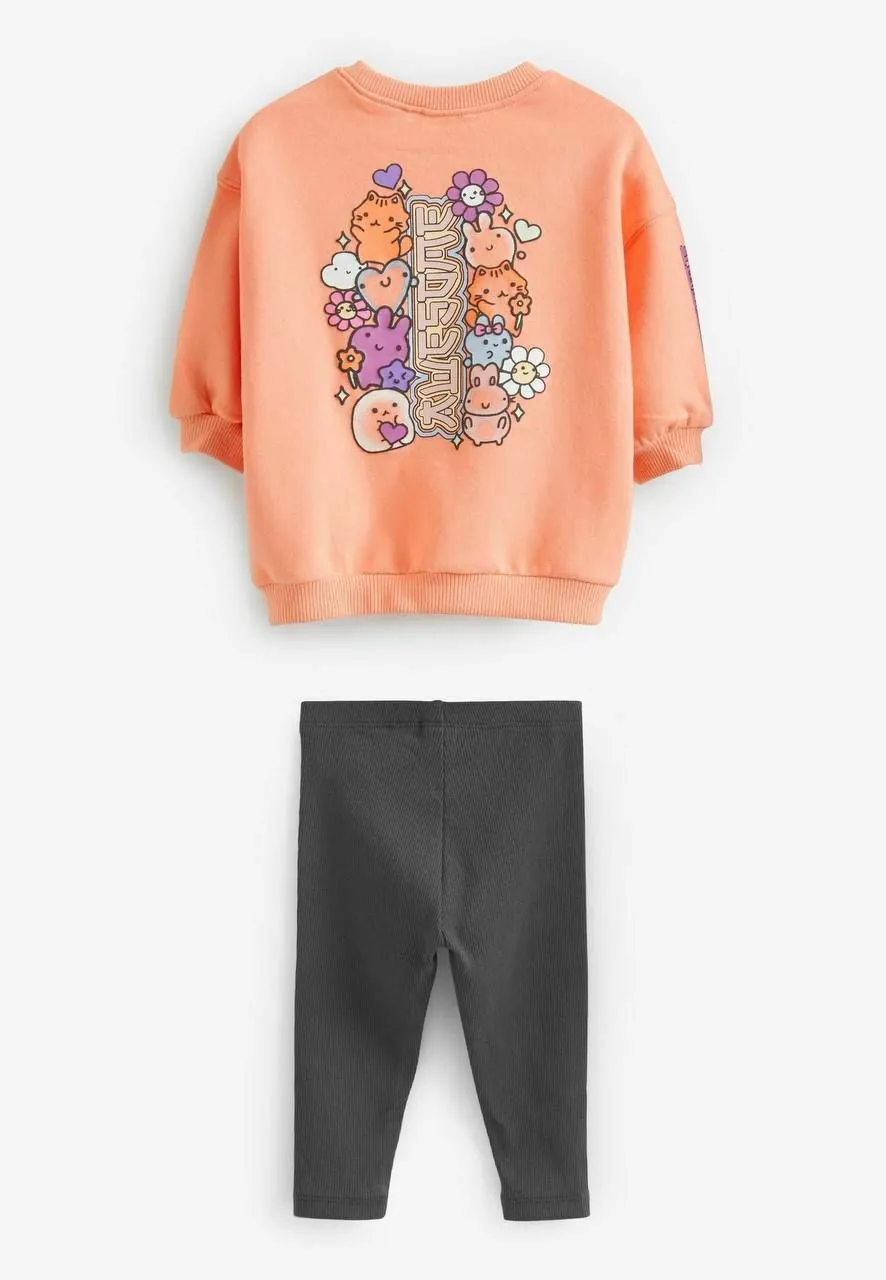 Miniğimin Cicileri Kız Çocuk Karakter Baskılı Sweatshirt ve Tayt Takım - Turuncu