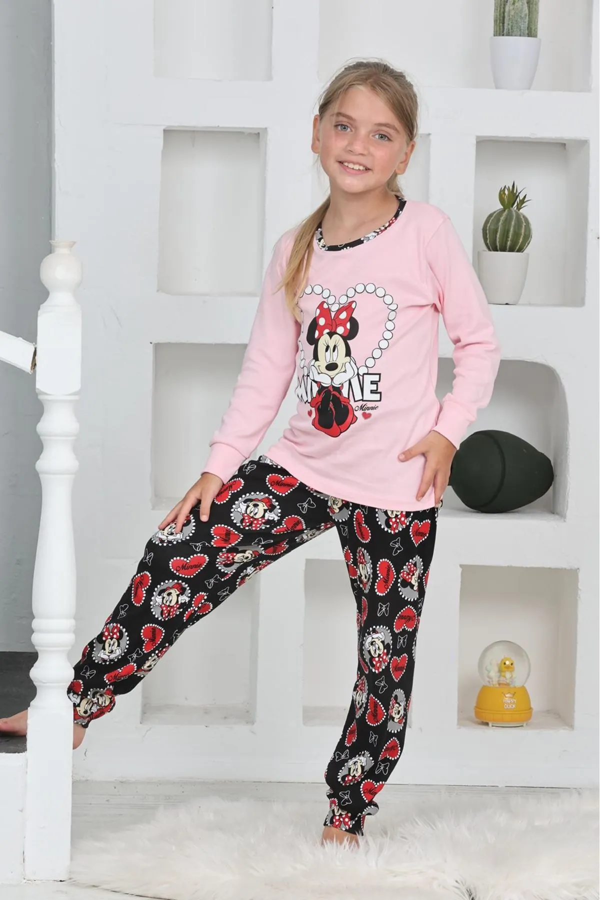 Miniğimin Cicileri Mnn Ms Kalpli Kız Çocuk Pijama Takımı - Krem