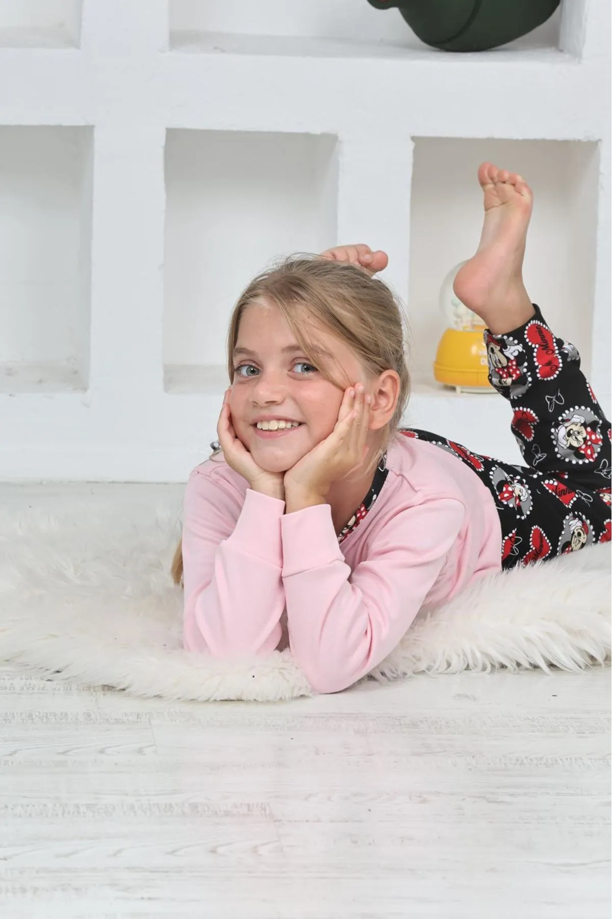 Miniğimin Cicileri Mnn Ms Kalpli Kız Çocuk Pijama Takımı - Krem