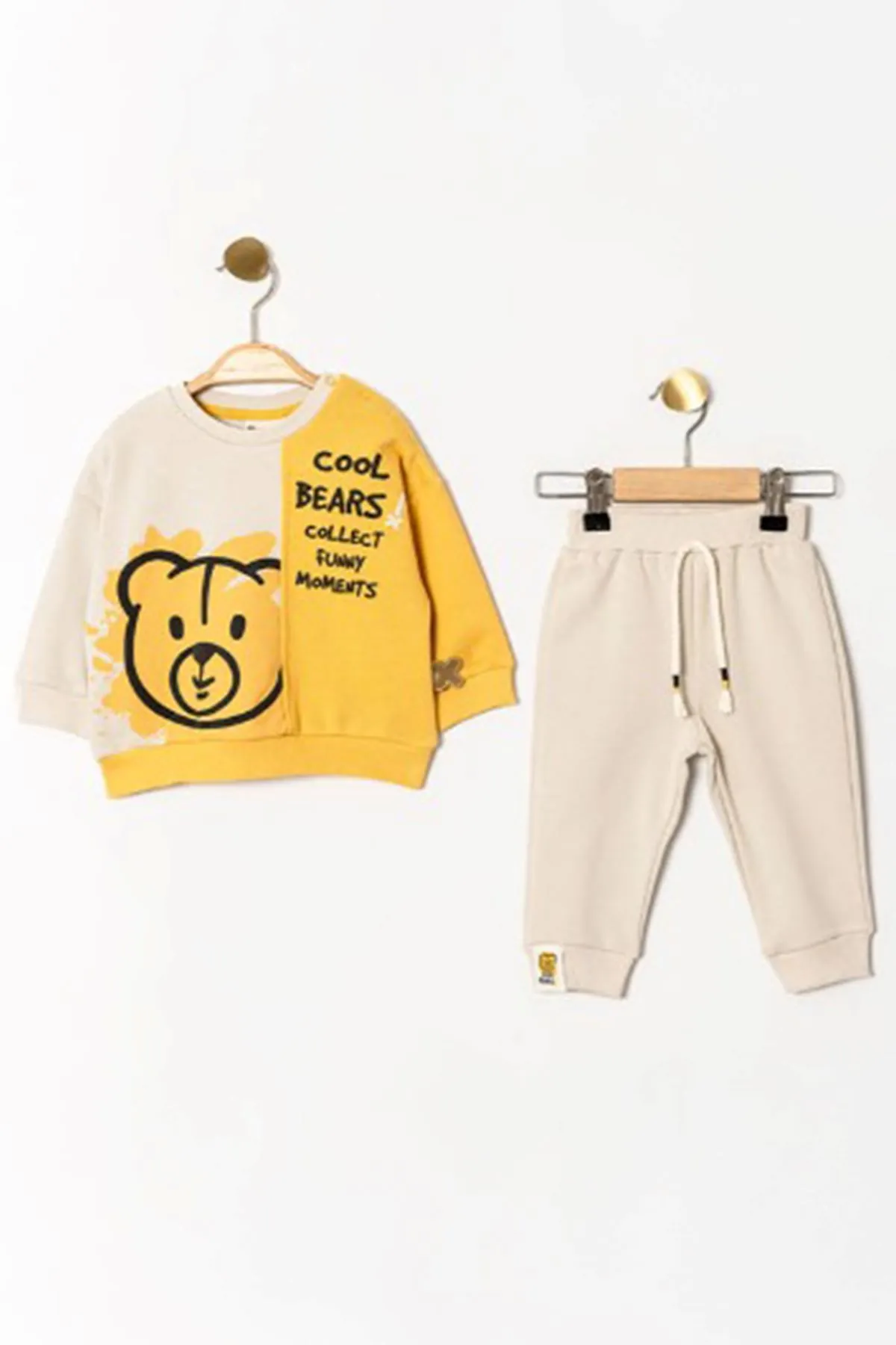 Miniğimin Cicileri Cool Bears Baskılı Erkek Bebek 2 li Takım - Hardal