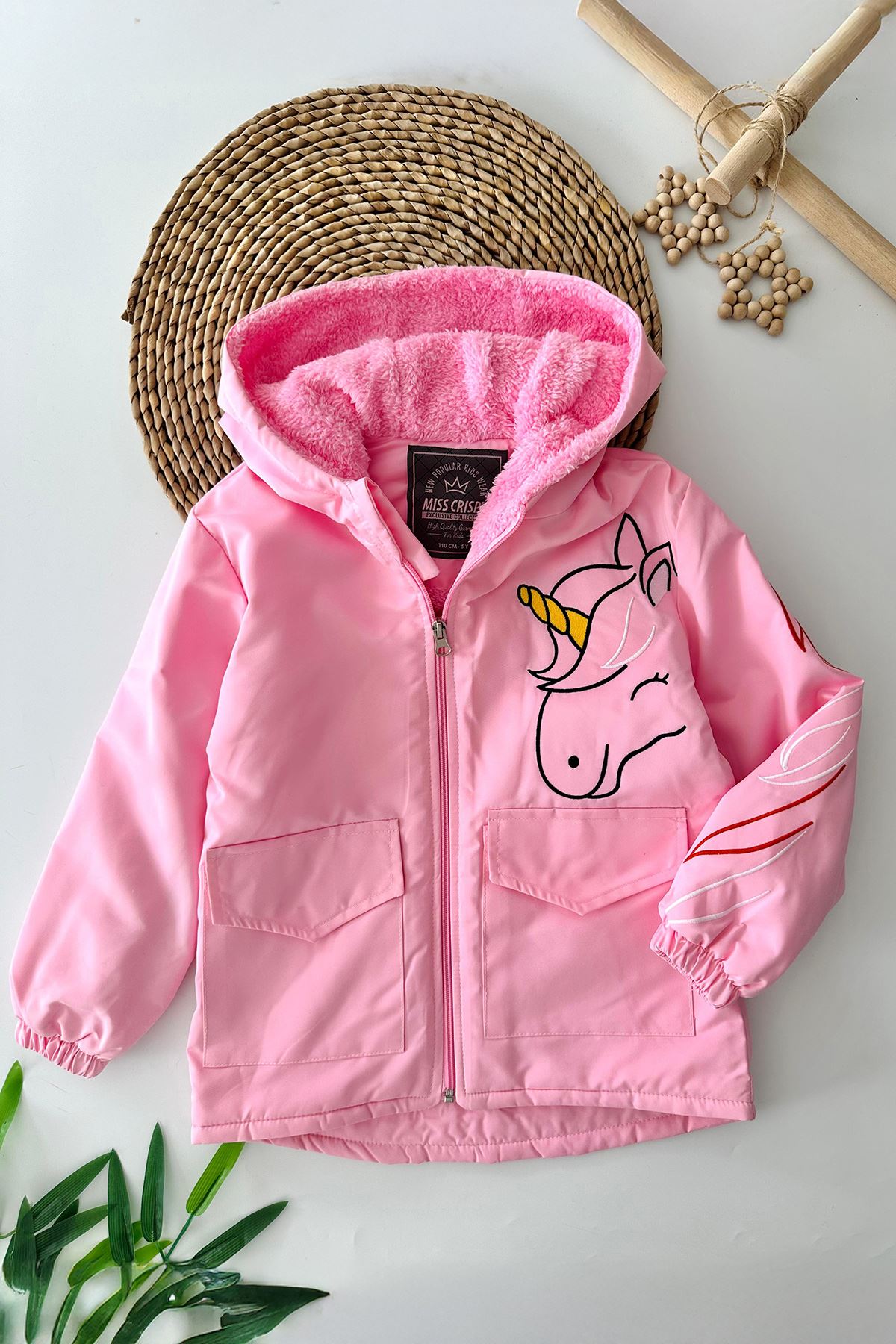 Miniğimin Cicileri Uncrn İçi Kürklü Yağmurluk - Pembe