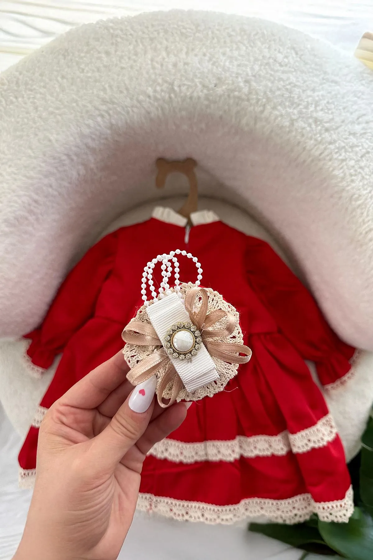 Miniğimin Cicileri Vintage Fistolu Kız Bebe Elbise - Kırmızı