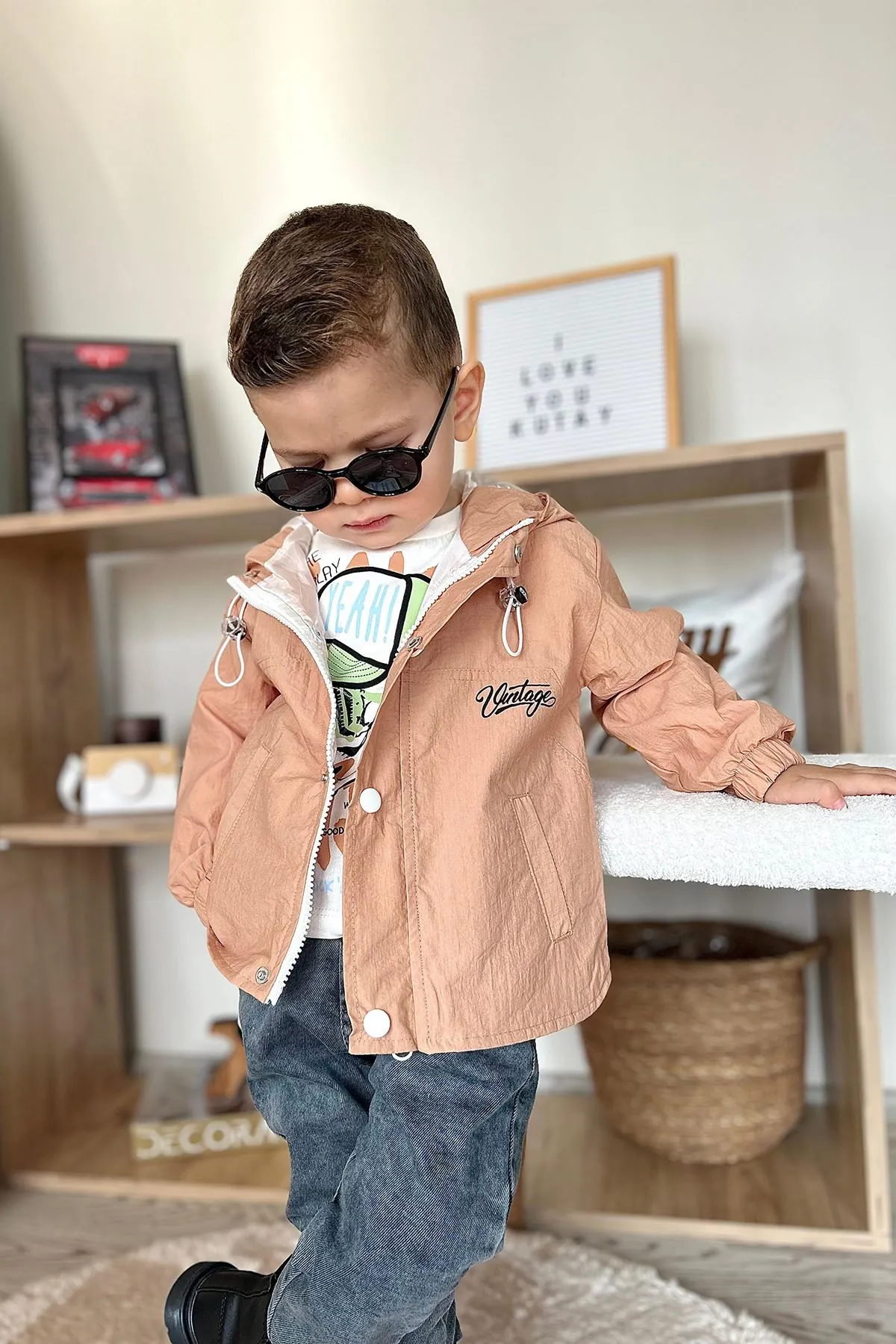 Miniğimin Cicileri Kurukafa Desenli Yağmurluklu Erkek Çocuk 3 Lü Takım - Camel