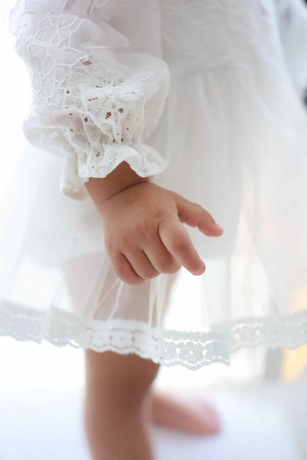 Miniğimin Cicileri Brode Tül Kız Bebek Elbise - Beyaz