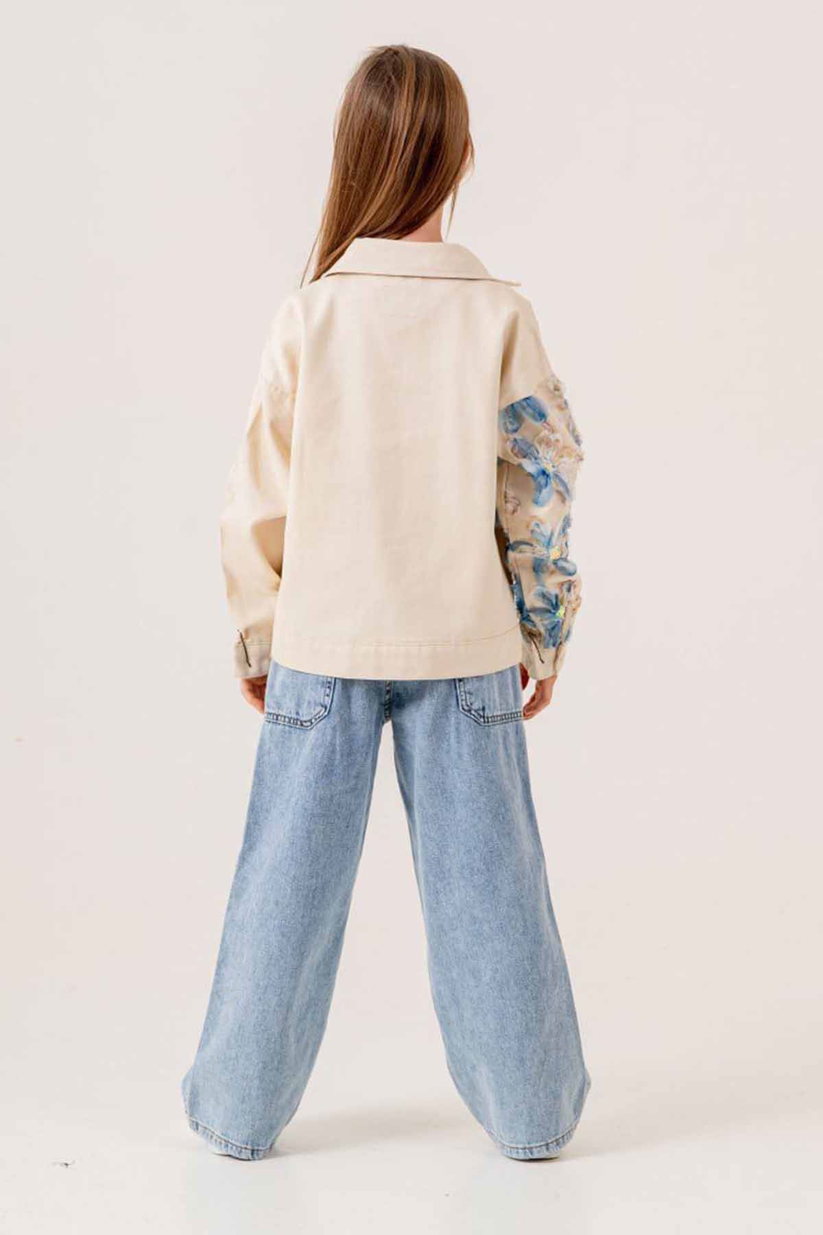 Miniğimin Cicileri 3 Boyutlu Çiçek Desenli 3 lü Pamuklu Kız Çocuk 3 lü Takım - Mavi