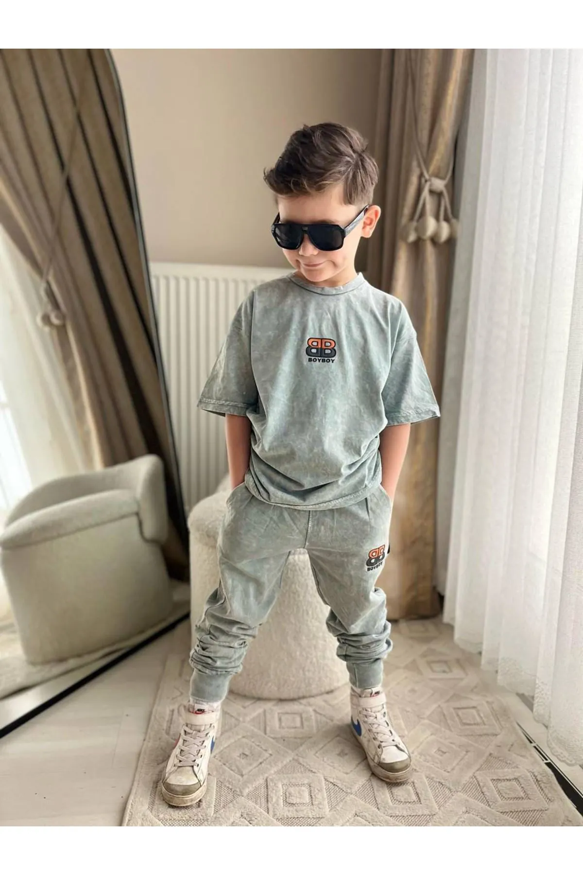 Miniğimin Cicileri Yıkamalı Bb Baskılı Erkek Çocuk 2 li  Takım - Gri
