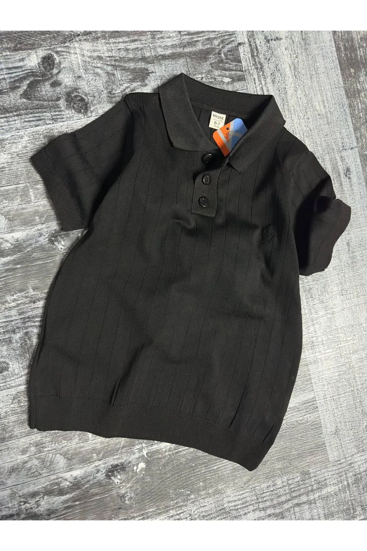Miniğimin Cicileri Erkek Çocuk Triko Polo Yaka Tişört - Siyah