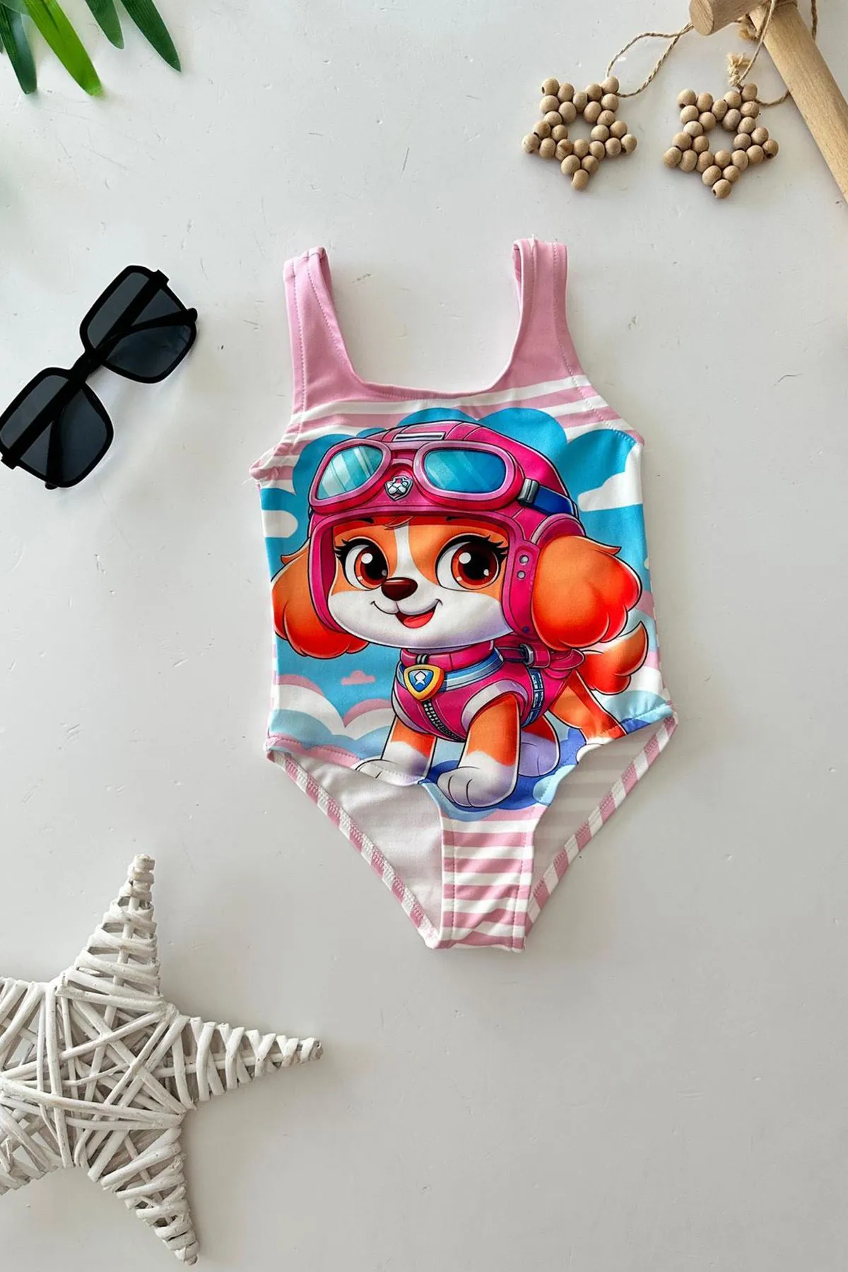 Miniğimin Cicileri Pw Ptrl Baskılı Kız Çocuk Mayo Bikini - Pembe