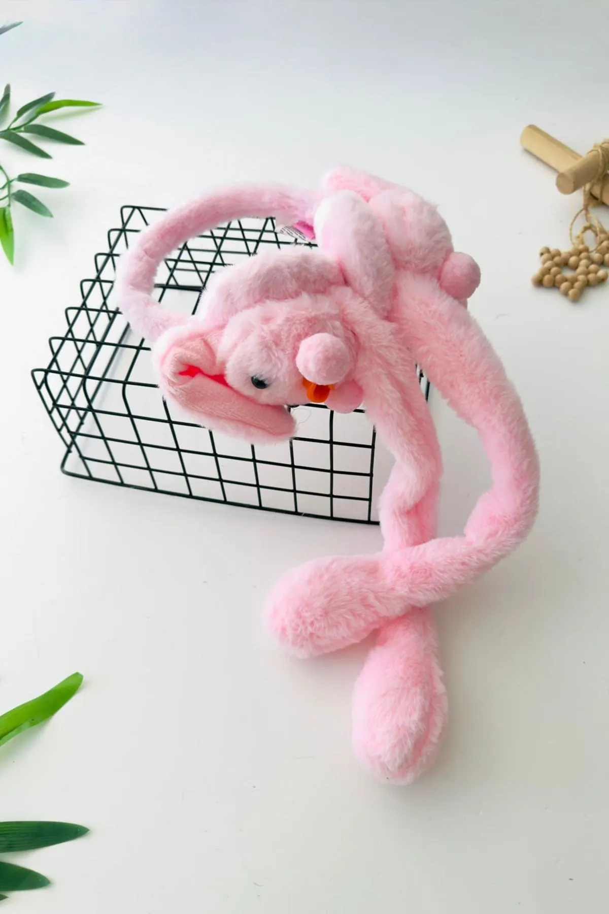 Miniğimin Cicileri Ördek Detaylı Kışlık Sesli Kız Çocuk Peluş Kulaklık - Pembe