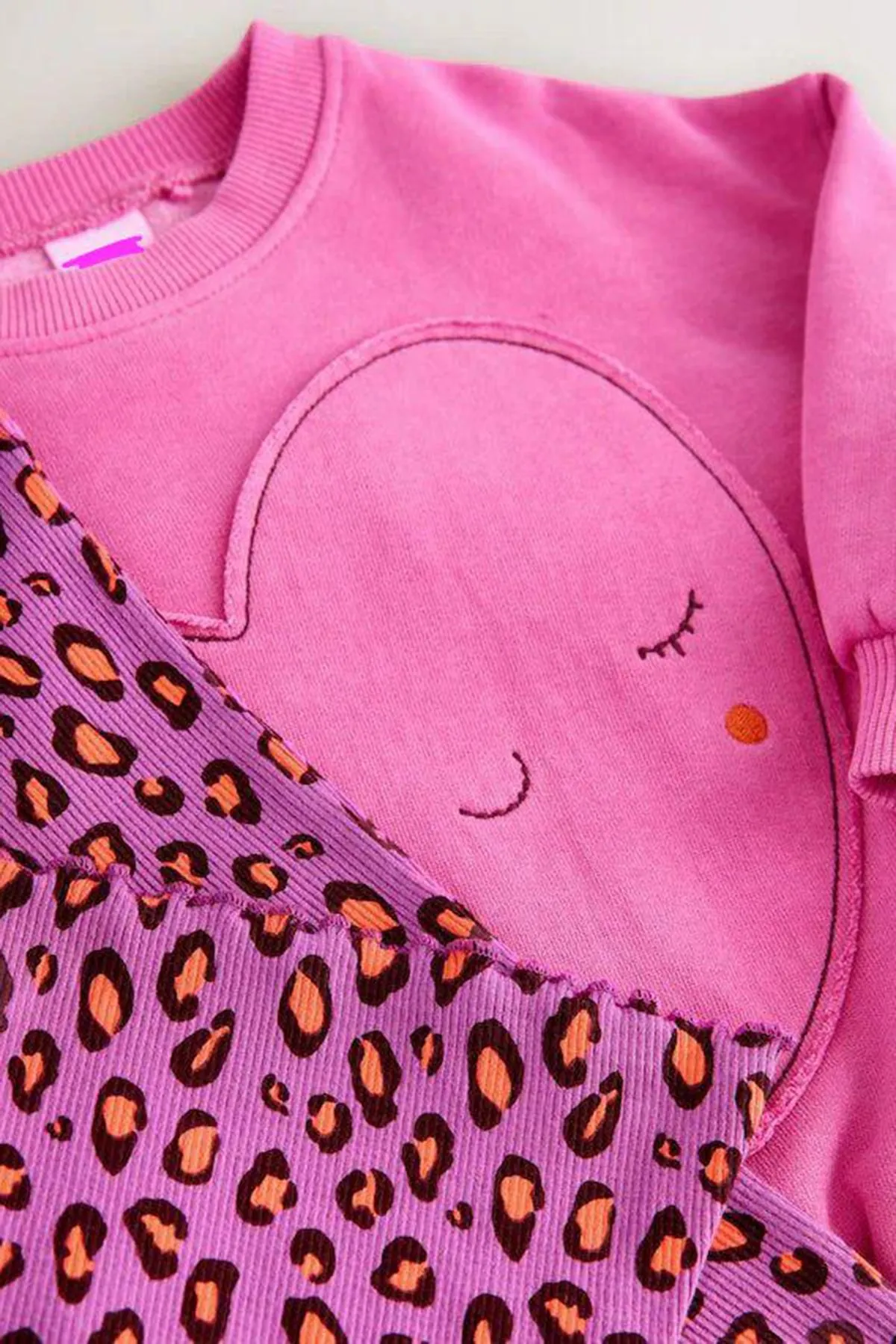 Miniğimin Cicileri Oversize Kalp Detaylı Leopar Tayt Kız Çocuk Takım - Fuşya