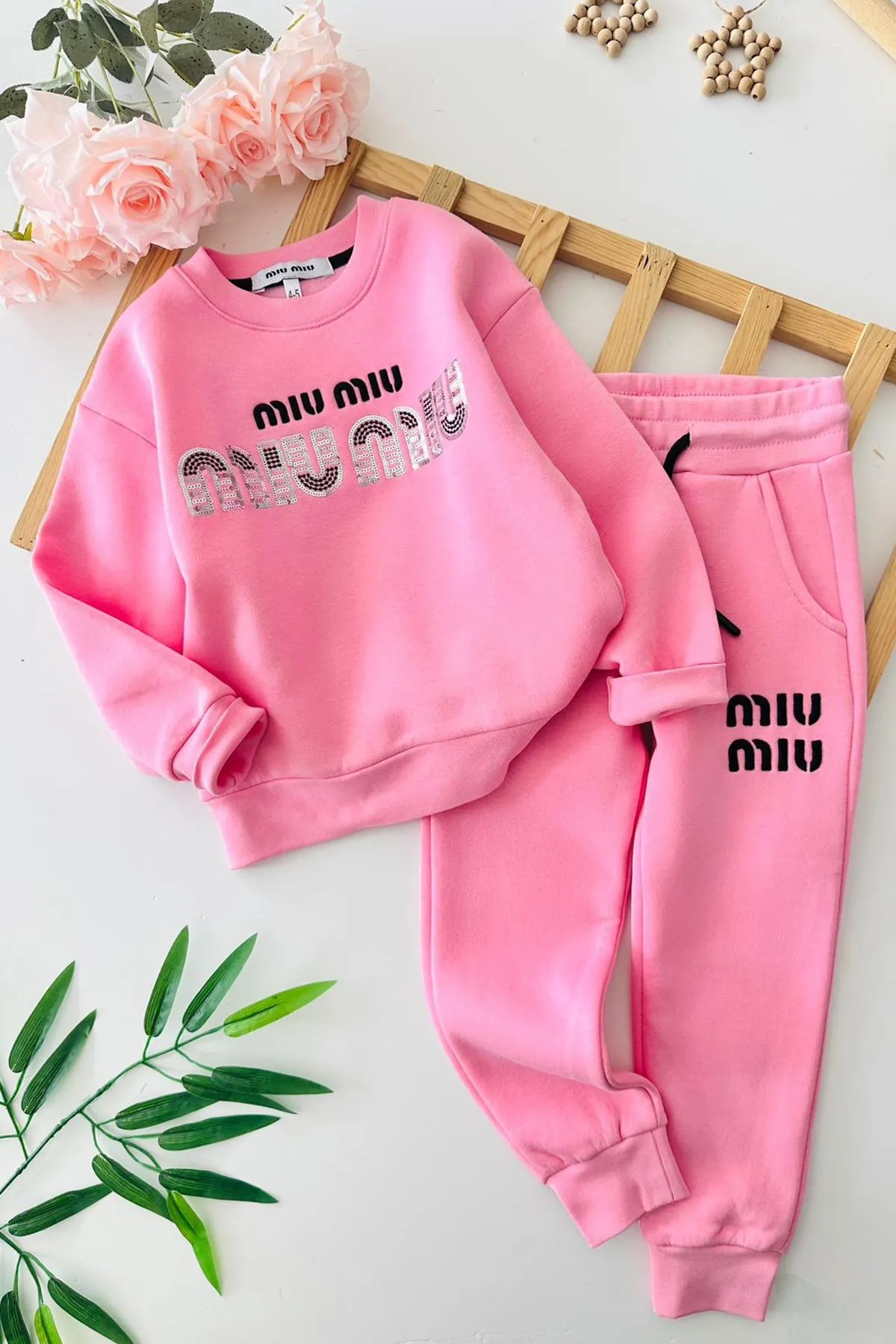 Miniğimin Cicileri Payetli Kız Çocuk Kışlık Takım - Pembe