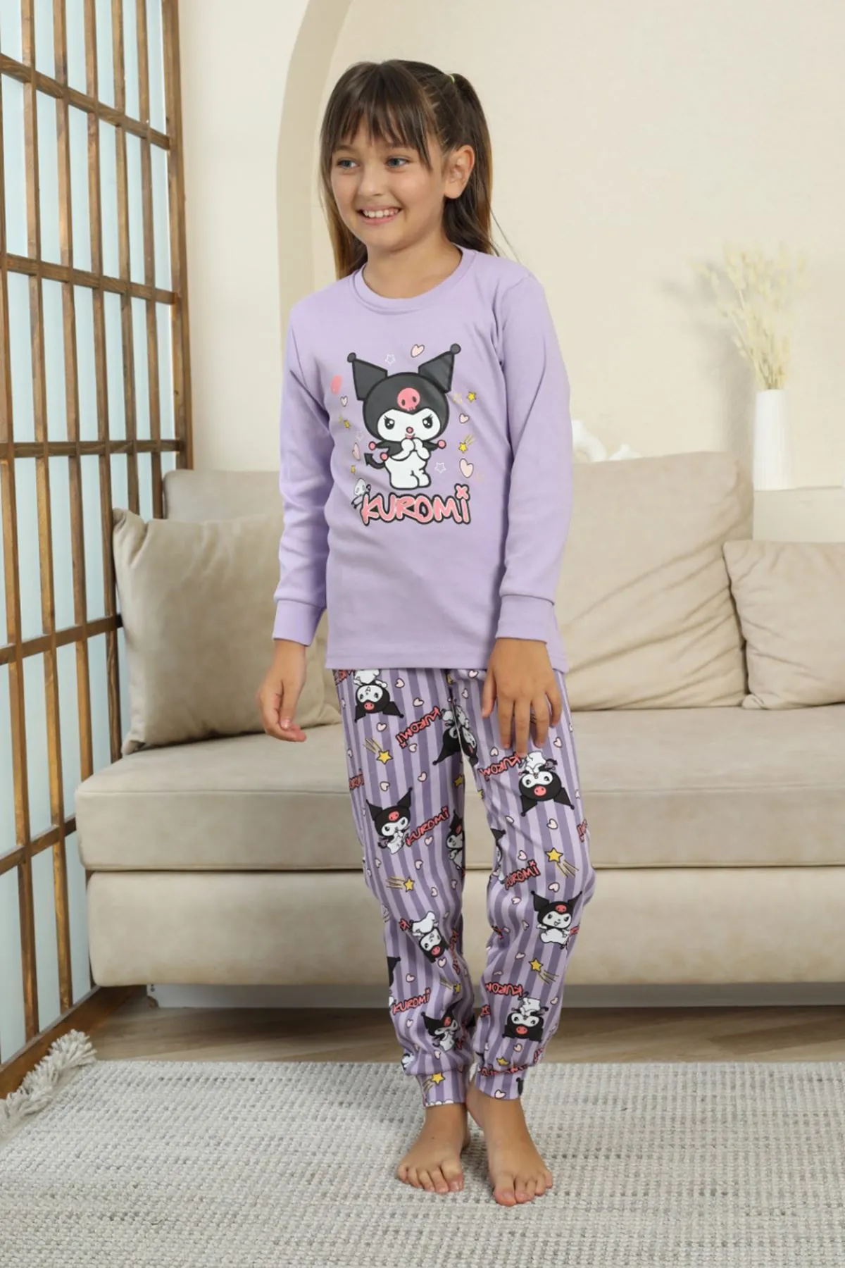 Miniğimin Cicileri Krm Baskılı Kız Çocuk Pijama Takımı - Lila