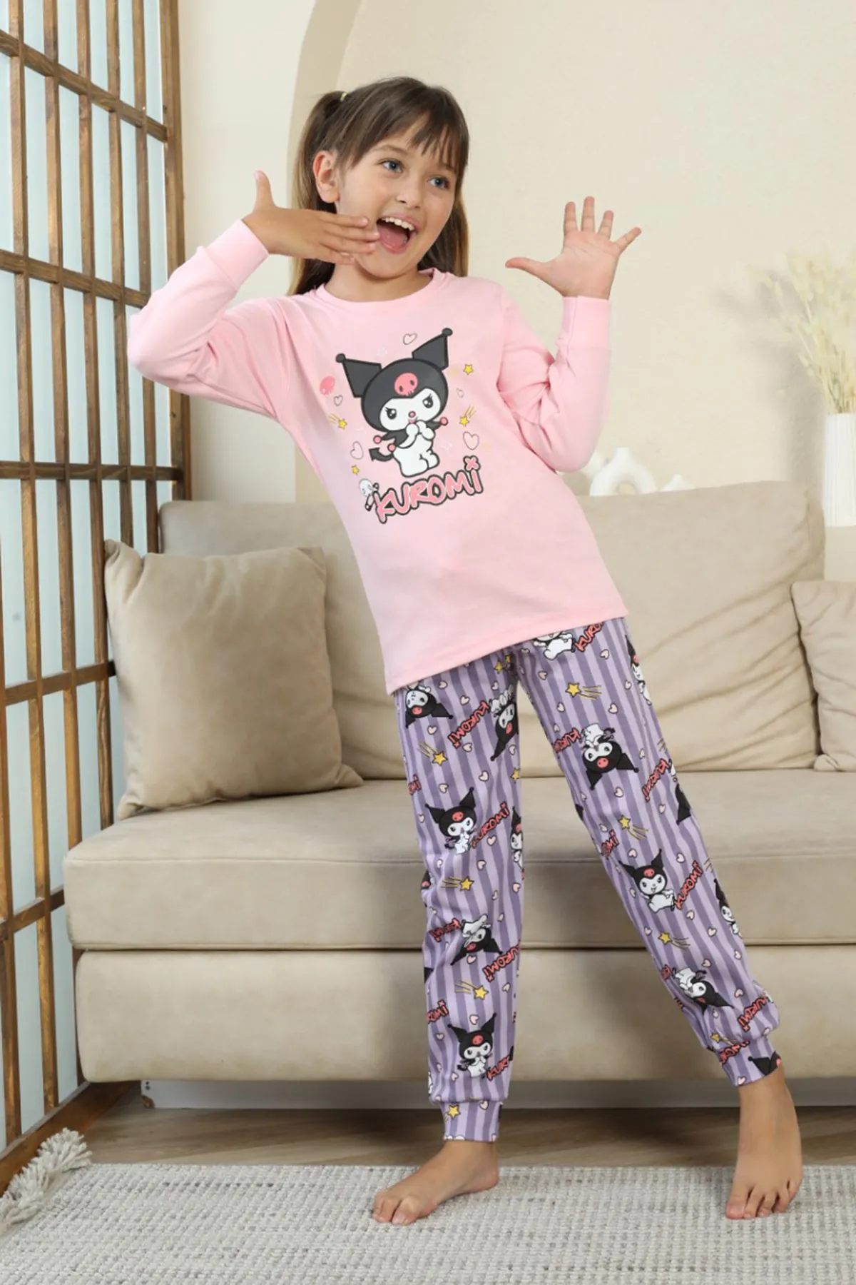 Miniğimin Cicileri Krm Baskılı Kız Çocuk Pijama Takımı - Pembe