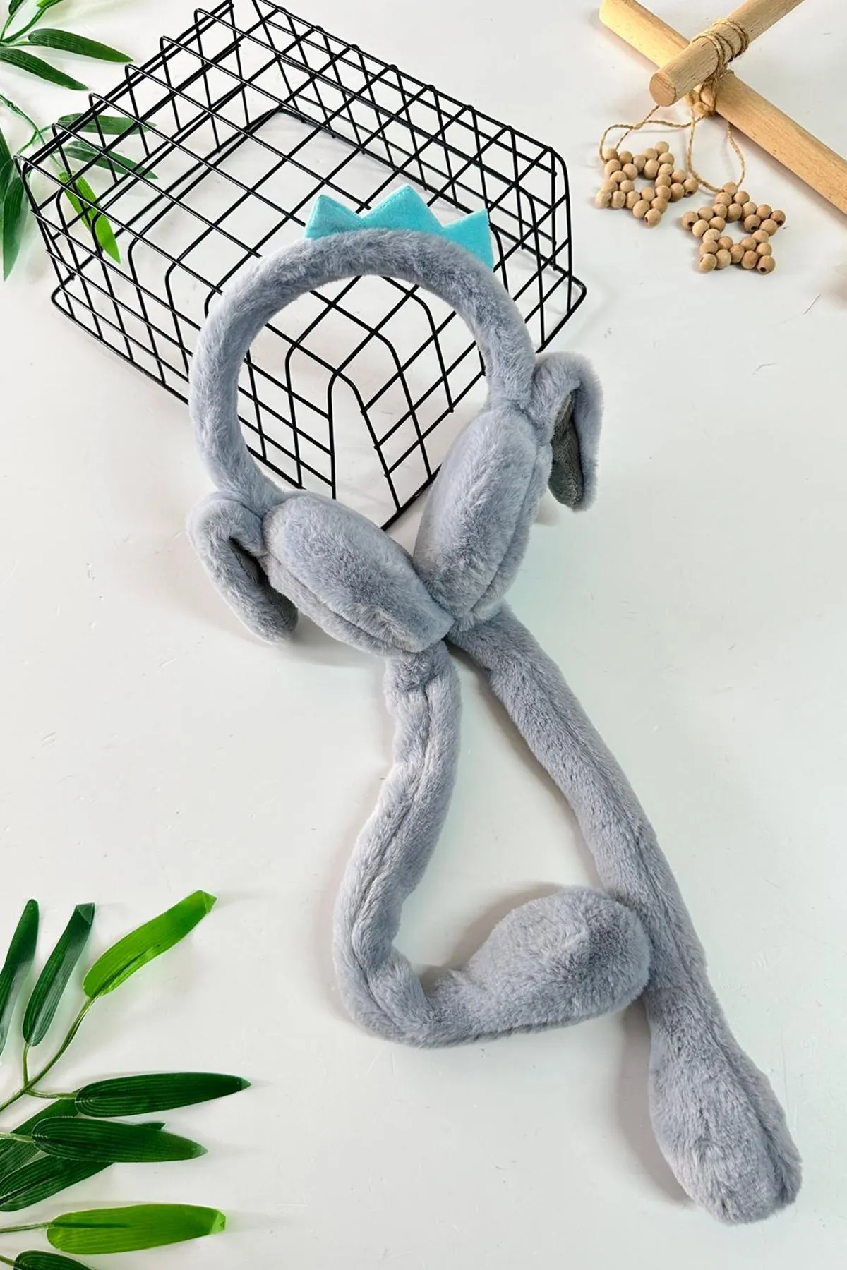 Miniğimin Cicileri Dino Detaylı Pelüş Kız Çocuk Kulaklık - Gri