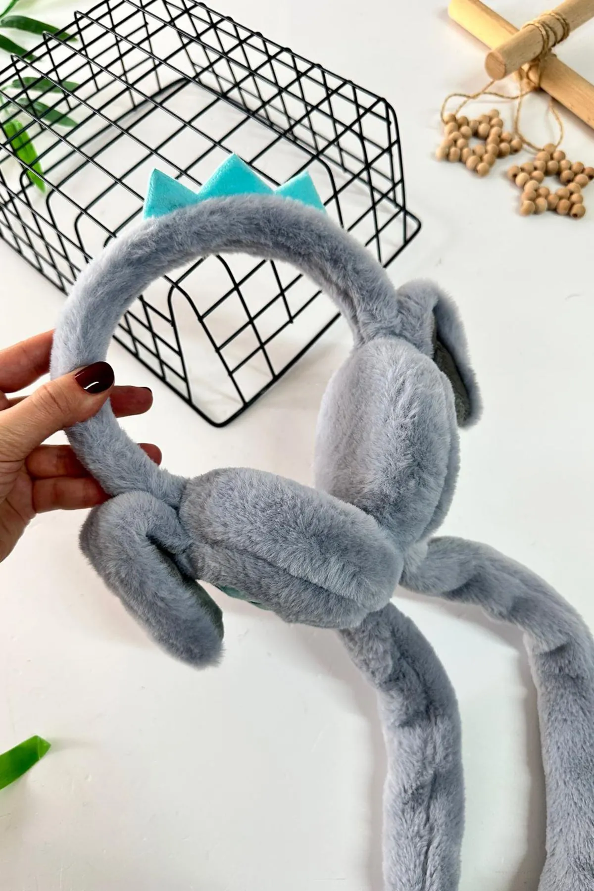 Miniğimin Cicileri Dino Detaylı Pelüş Kız Çocuk Kulaklık - Gri