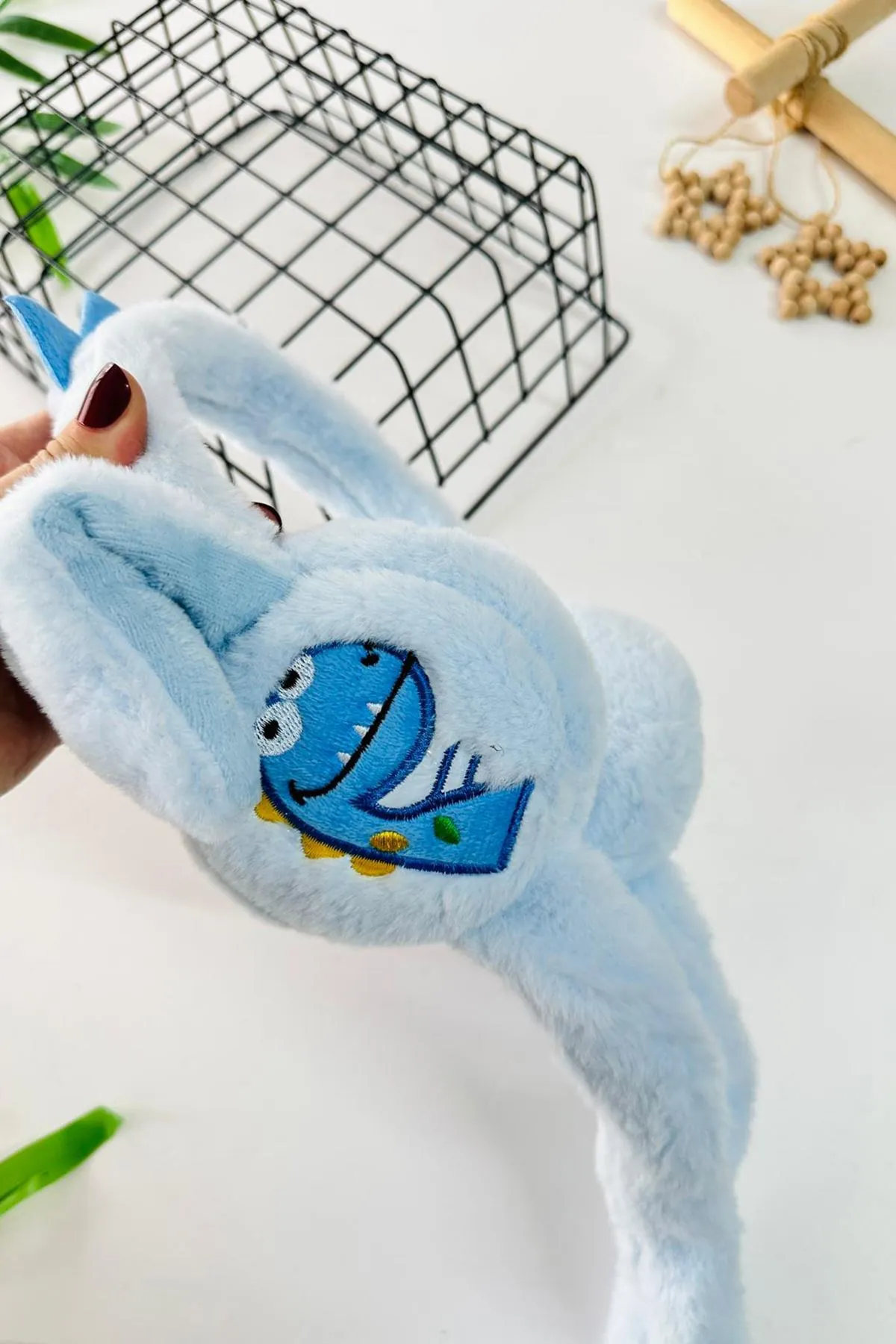 Miniğimin Cicileri Dino Detaylı Pelüş Kız Çocuk Kulaklık - Bebe Mavi