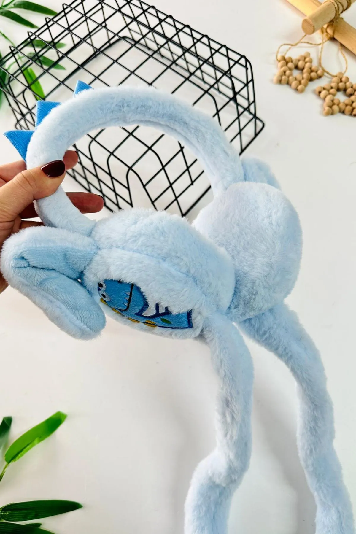 Miniğimin Cicileri Dino Detaylı Pelüş Kız Çocuk Kulaklık - Bebe Mavi