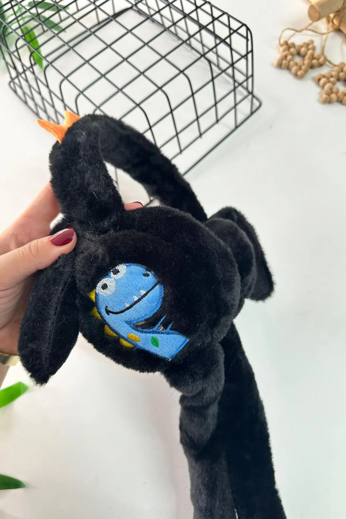 Miniğimin Cicileri Dino Detaylı Pelüş Kız Çocuk Kulaklık - Siyah