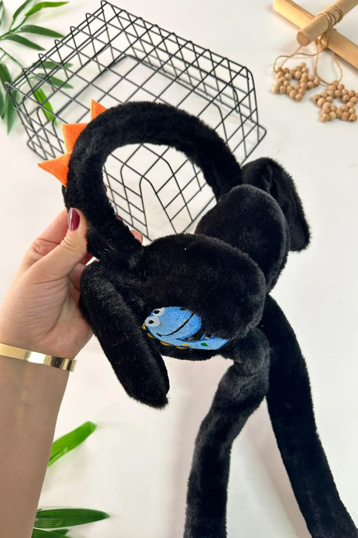 Miniğimin Cicileri Dino Detaylı Pelüş Kız Çocuk Kulaklık - Siyah
