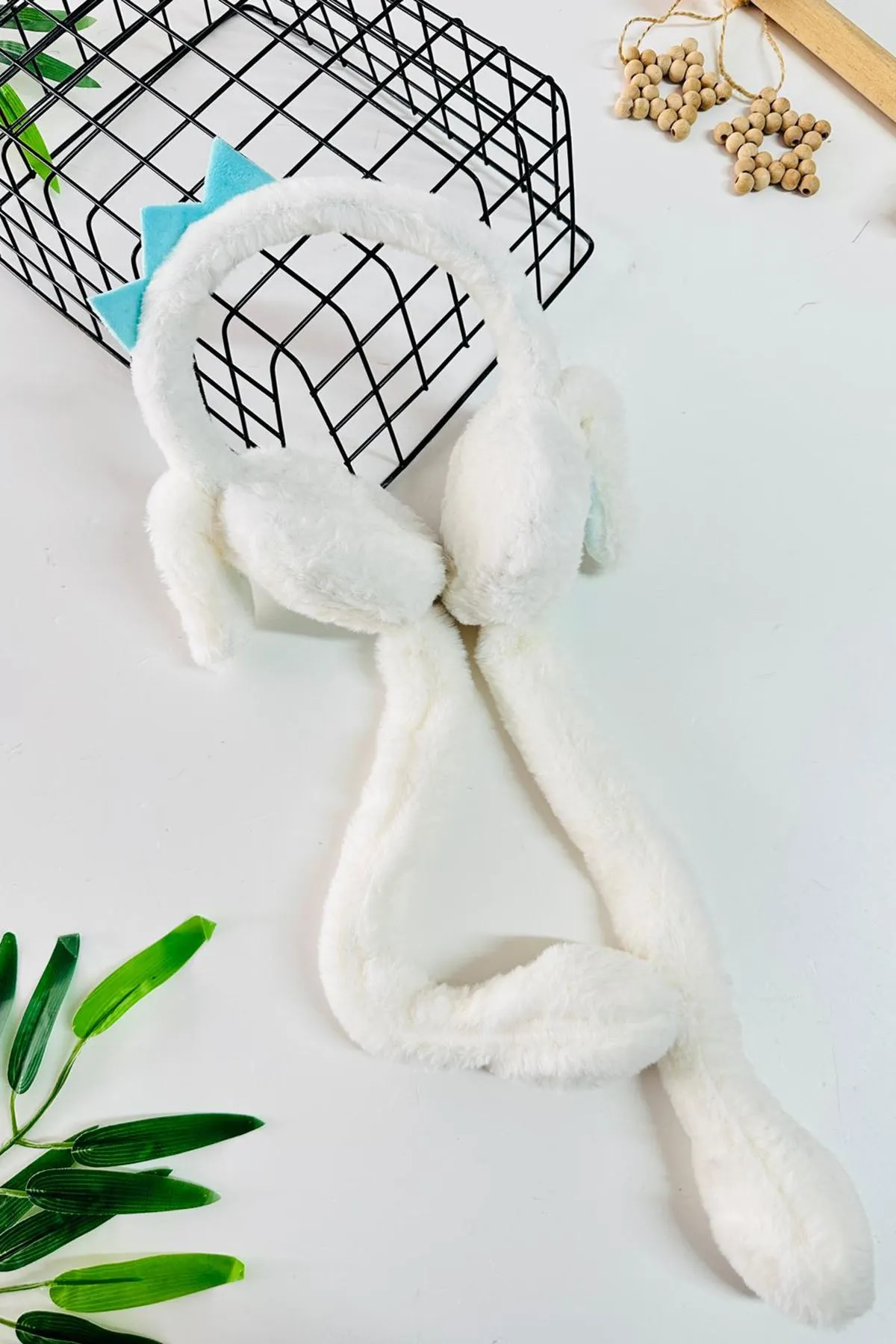 Miniğimin Cicileri Dino Detaylı Pelüş Kız Çocuk Kulaklık - Beyaz
