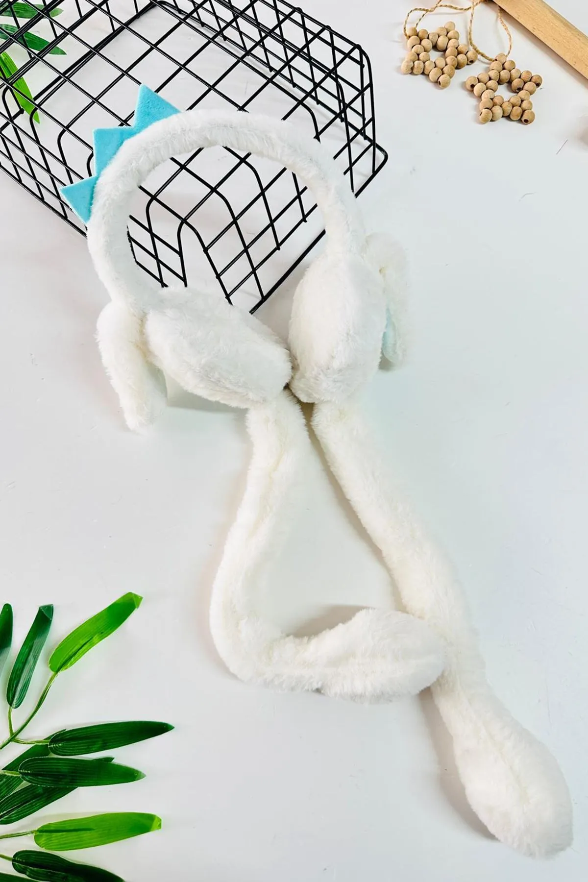 Miniğimin Cicileri Dino Detaylı Pelüş Kız Çocuk Kulaklık - Beyaz