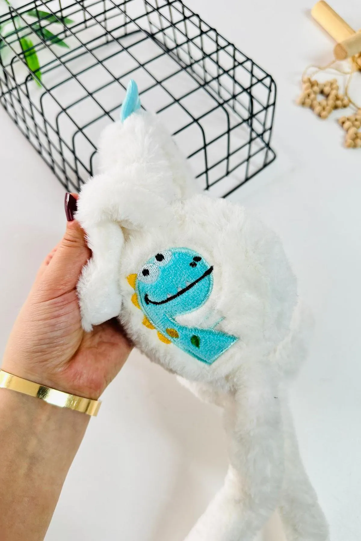 Miniğimin Cicileri Dino Detaylı Pelüş Kız Çocuk Kulaklık - Beyaz