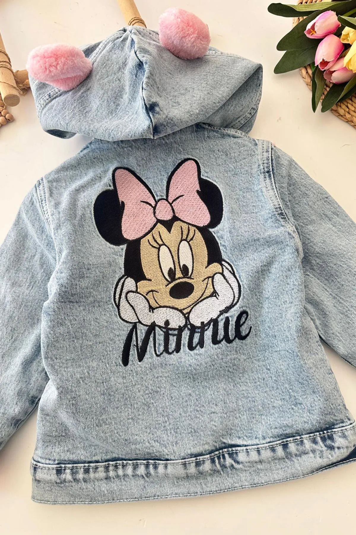 Miniğimin Cicileri Krm İşleme Çift Renk Kapüşonlu Peluş Kız Çocuk Mont - Pembe