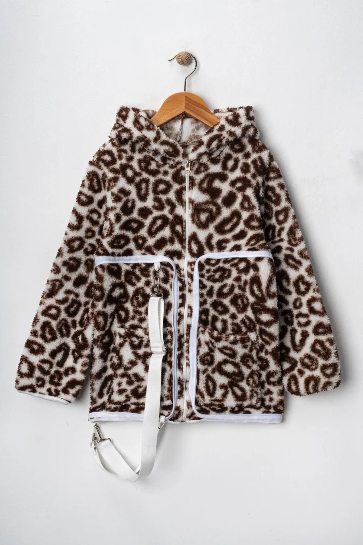 Miniğimin Cicileri Sırt Çantasına Dönüşebilen Peluş Unisex Çocuk  Mont - Kahverengi