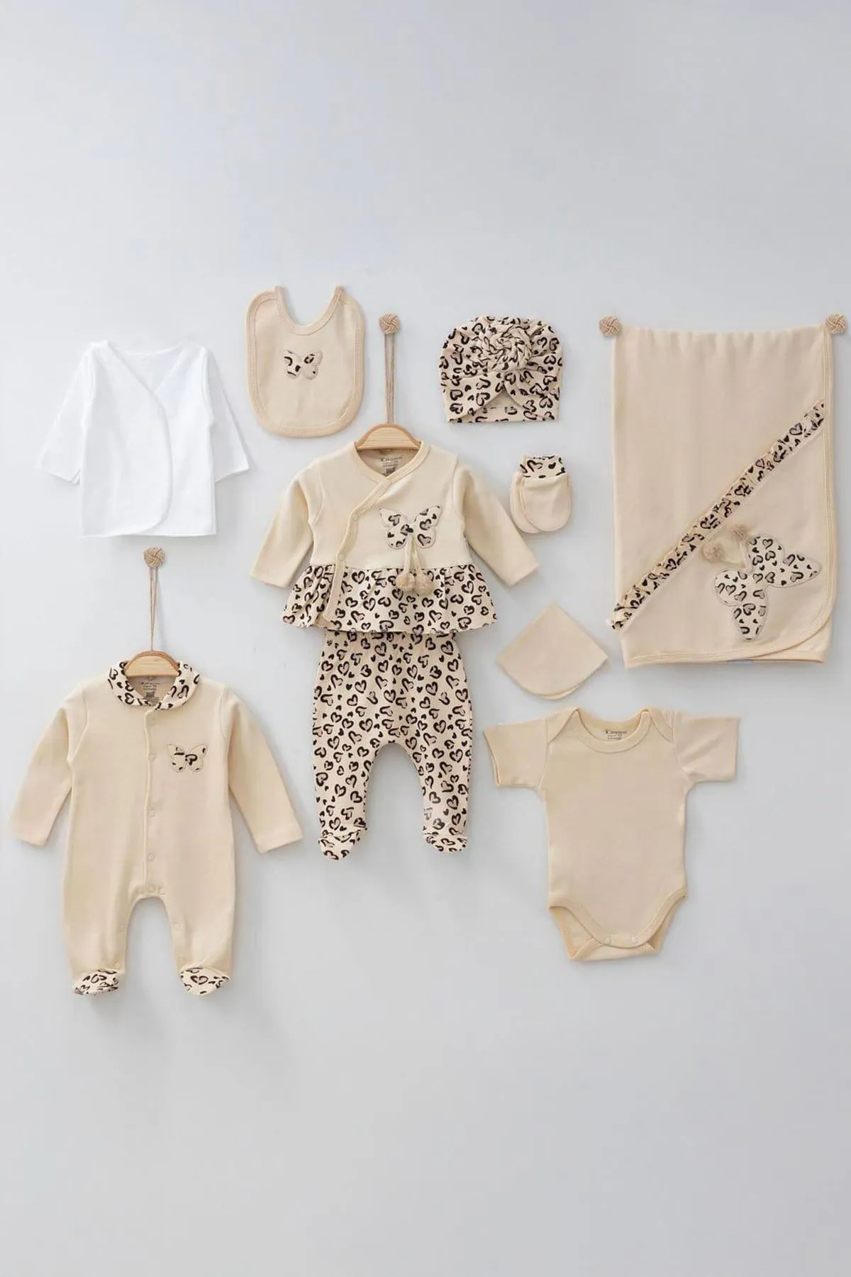 Miniğimin Cicileri Leopar Desen 10 Parça Hastane Çıkışı - Krem